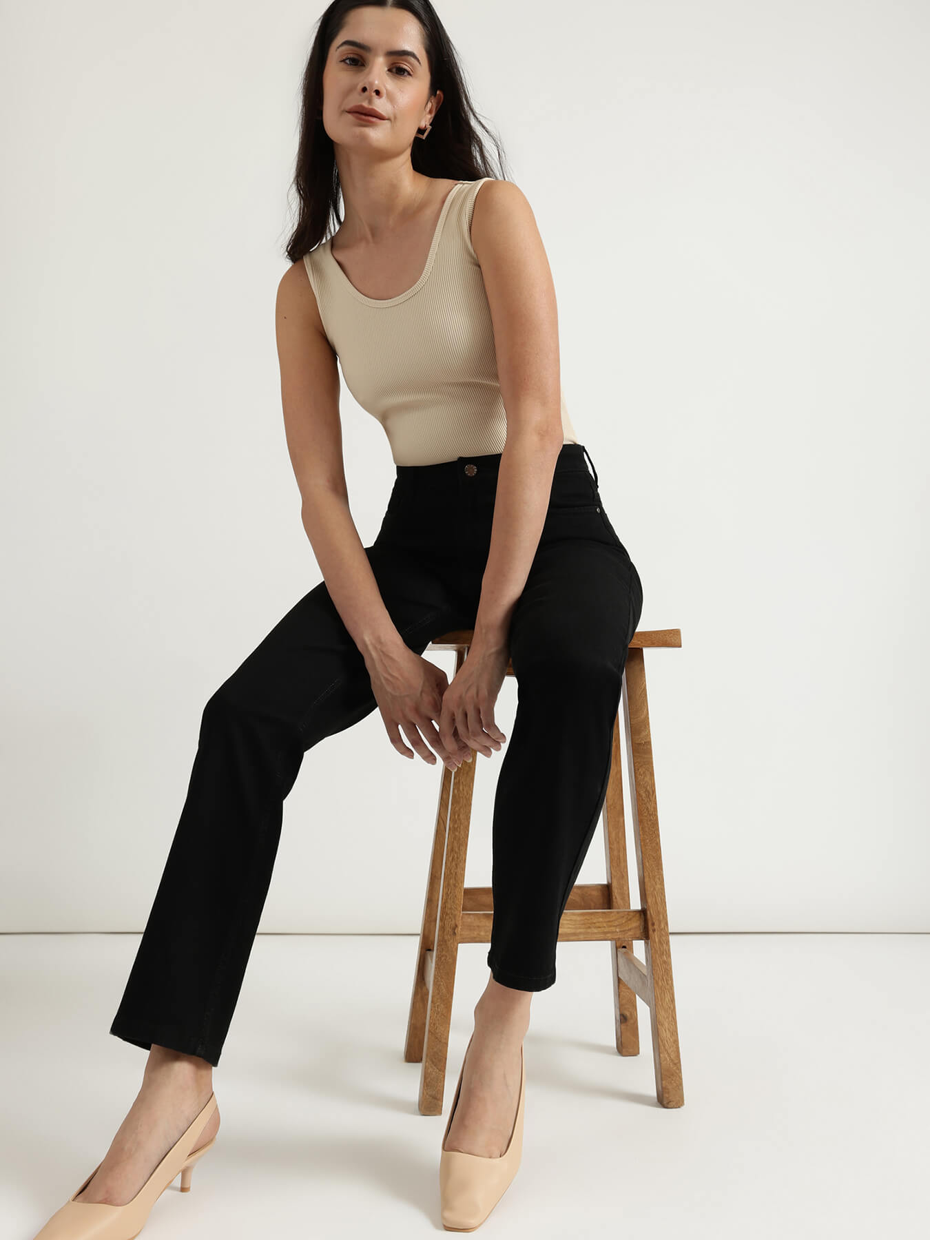 FableStreet Straight Fit Jeans - Black