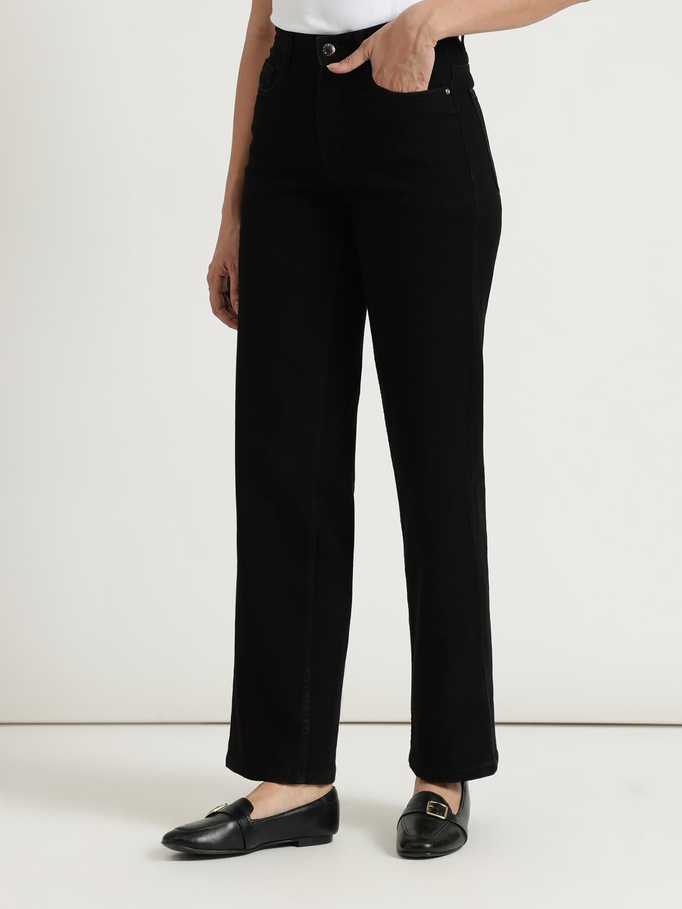 FableStreet Wide Leg Jeans - Black