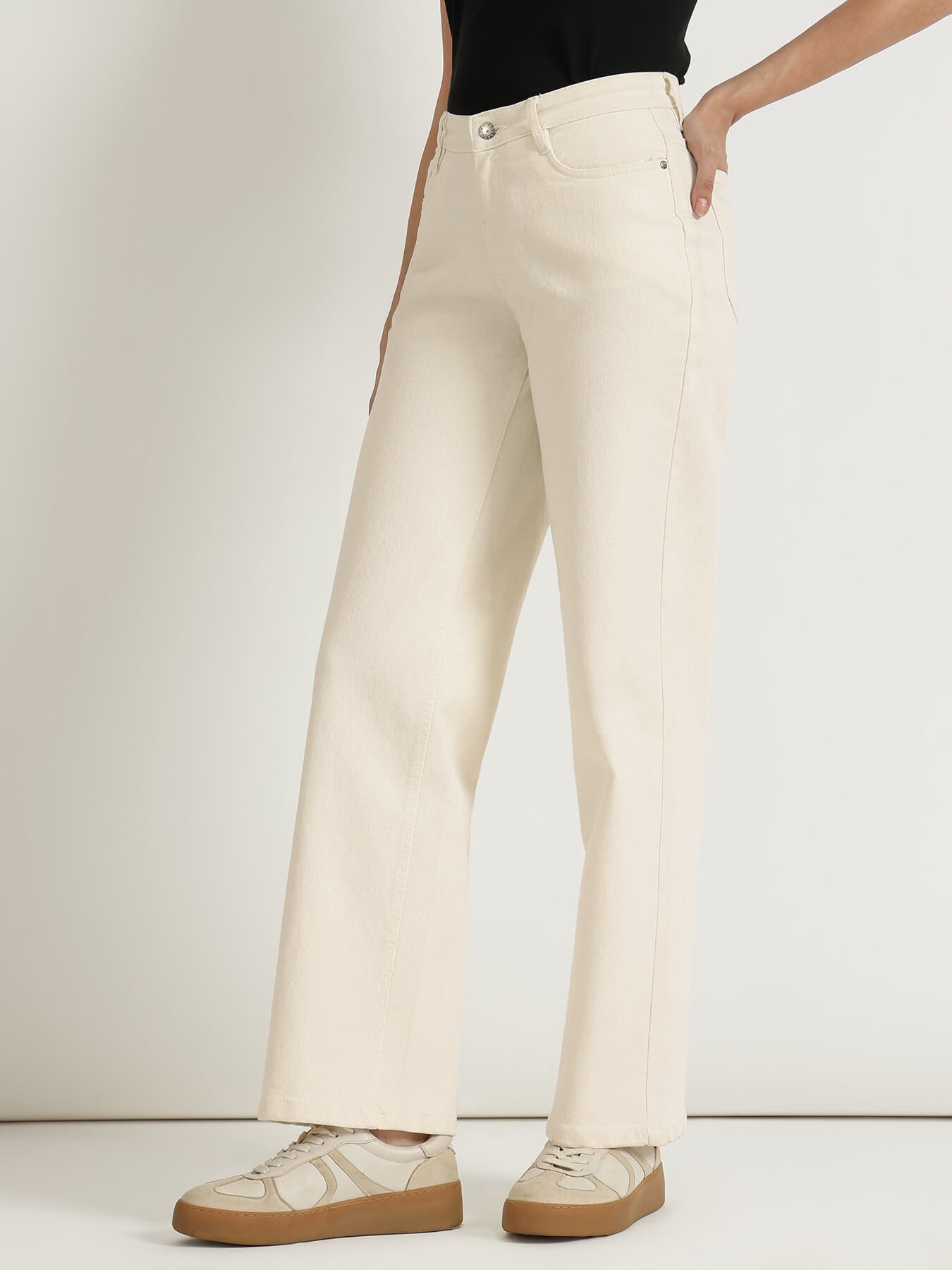 FableStreet Wide Leg Jeans - White