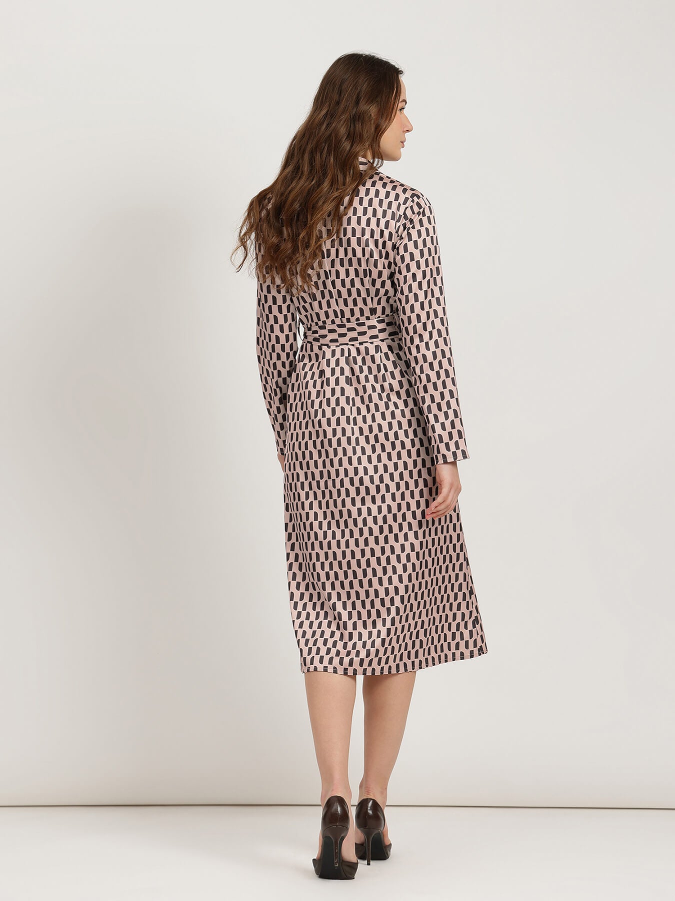 Satin A-Line Buttondown Dress - Black