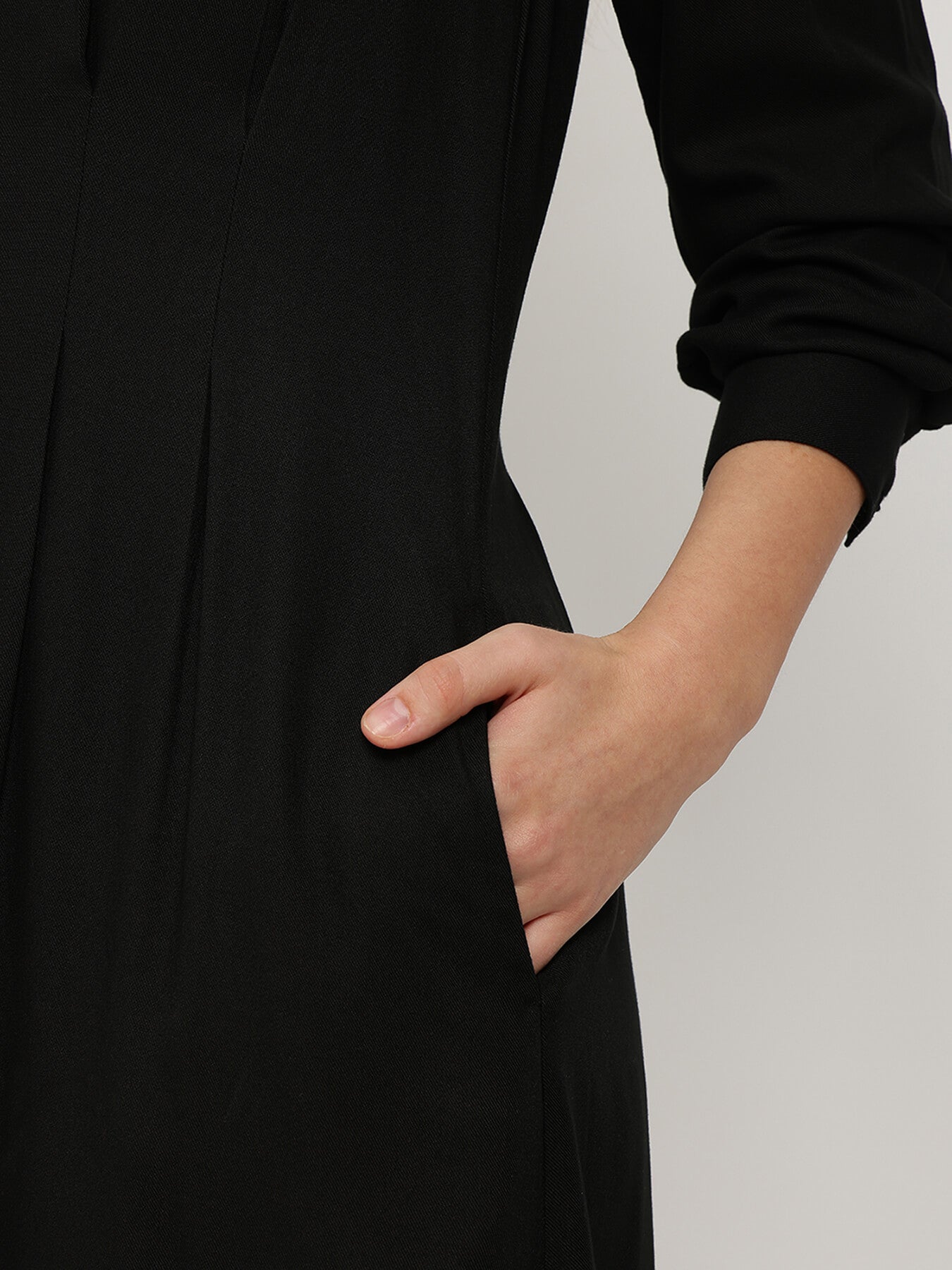 Buttondown Shirt Dress - Black