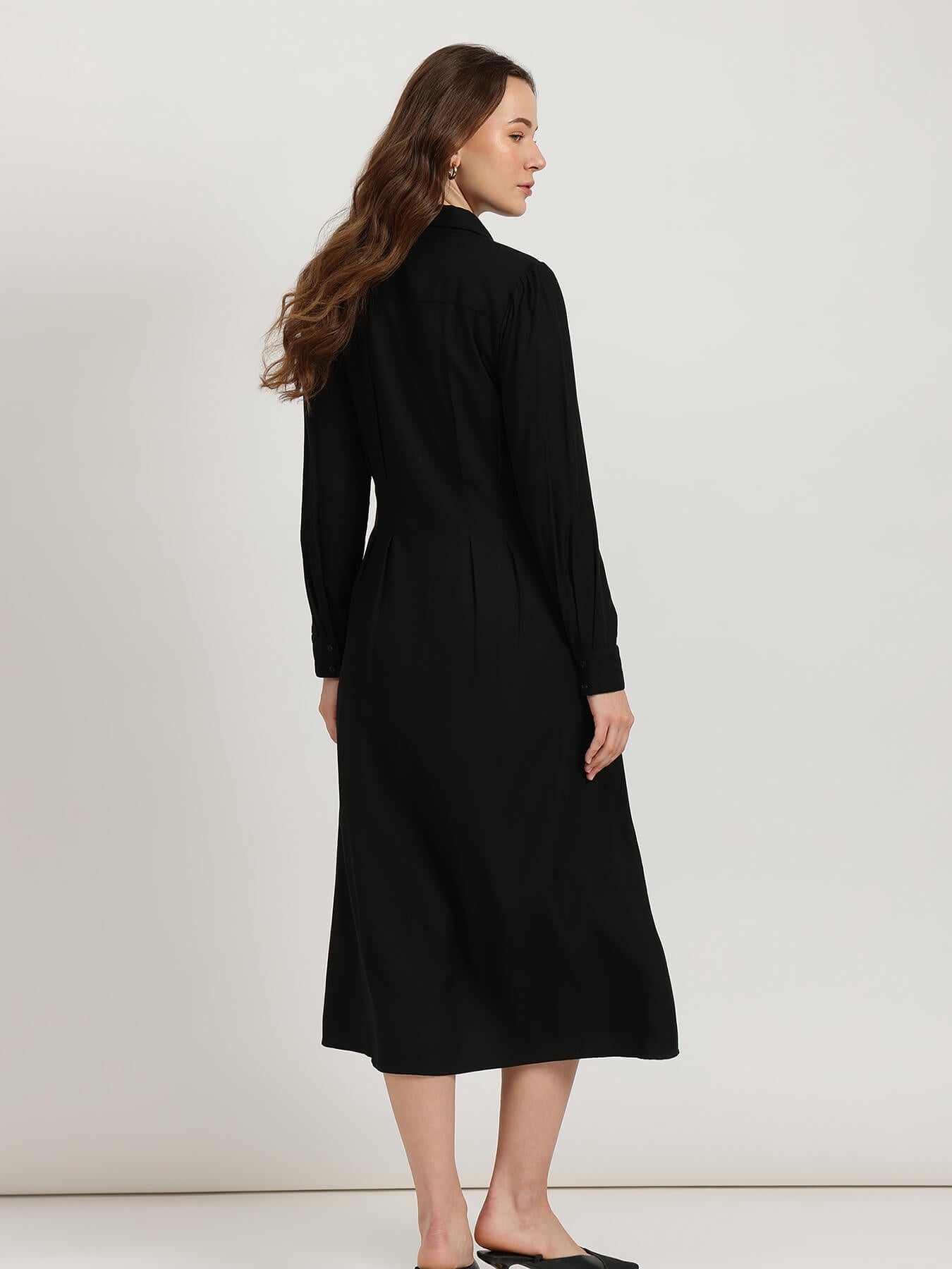 Buttondown Shirt Dress - Black