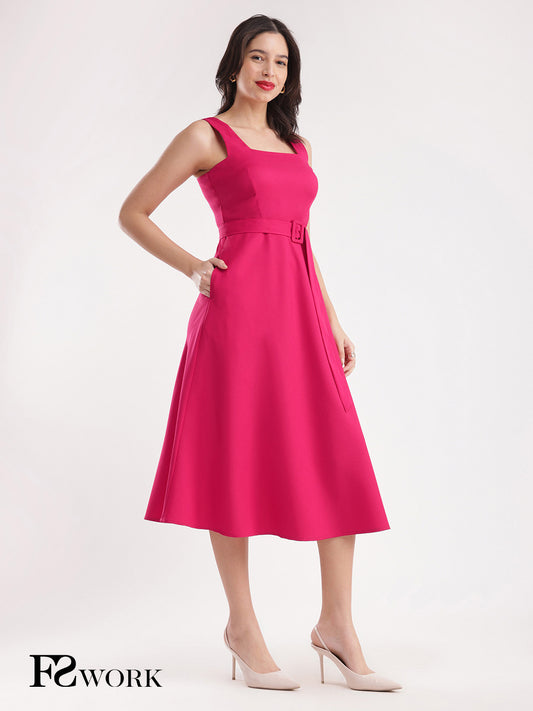 Fit And Flare Dress - Fuchsia