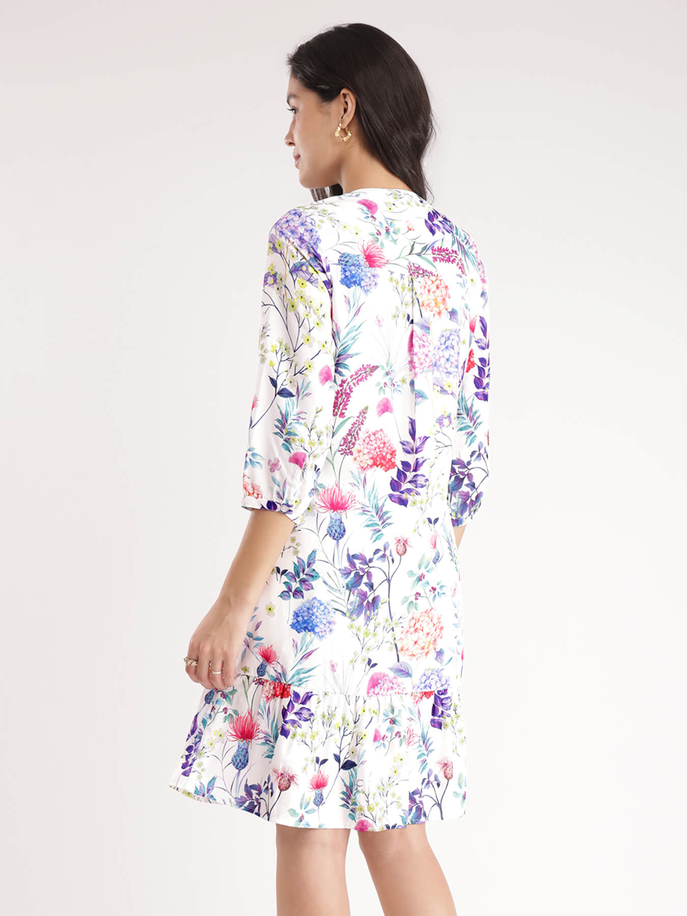 Floral Button Down Dress - White