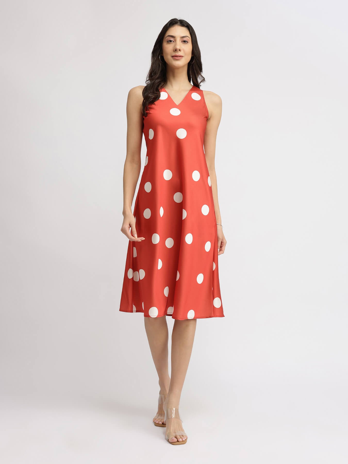 Satin Midi Dress - Orange