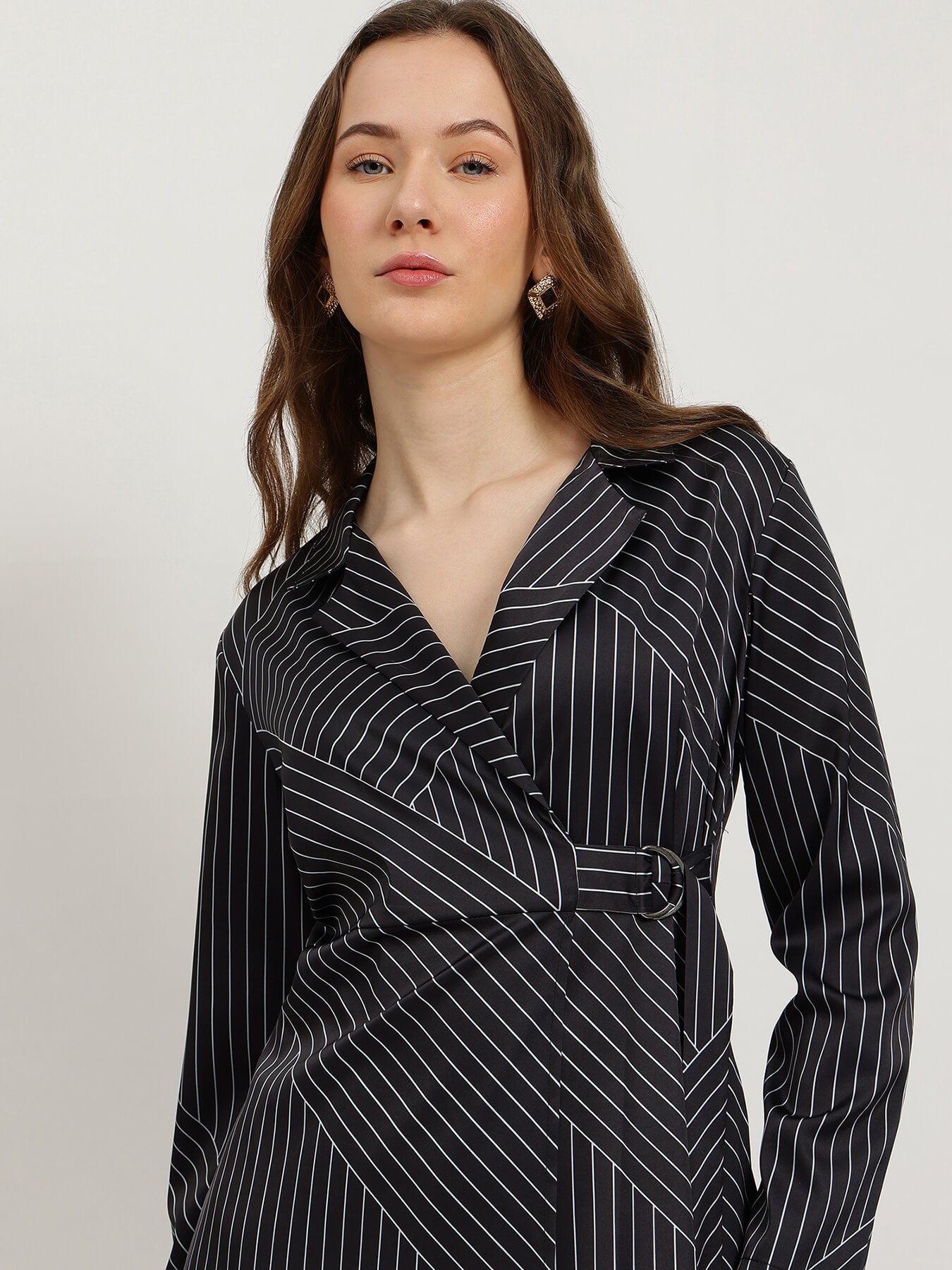 Satin Wrap Dress - Black