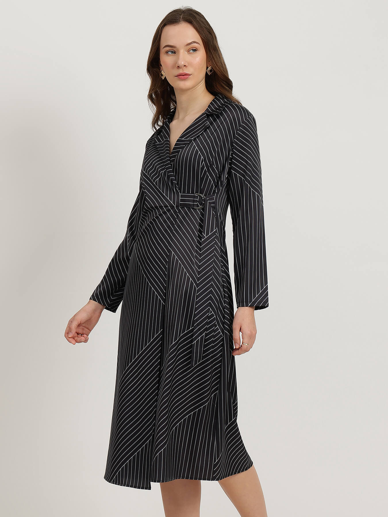 Satin Wrap Dress - Black
