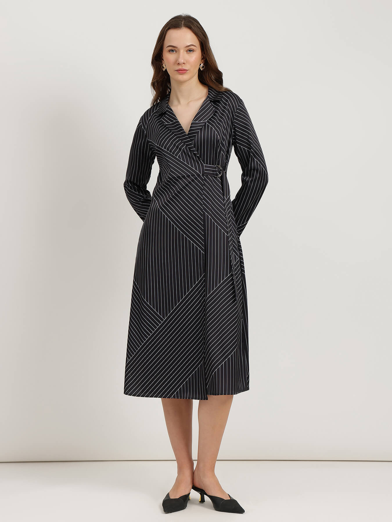 Satin Wrap Dress - Black