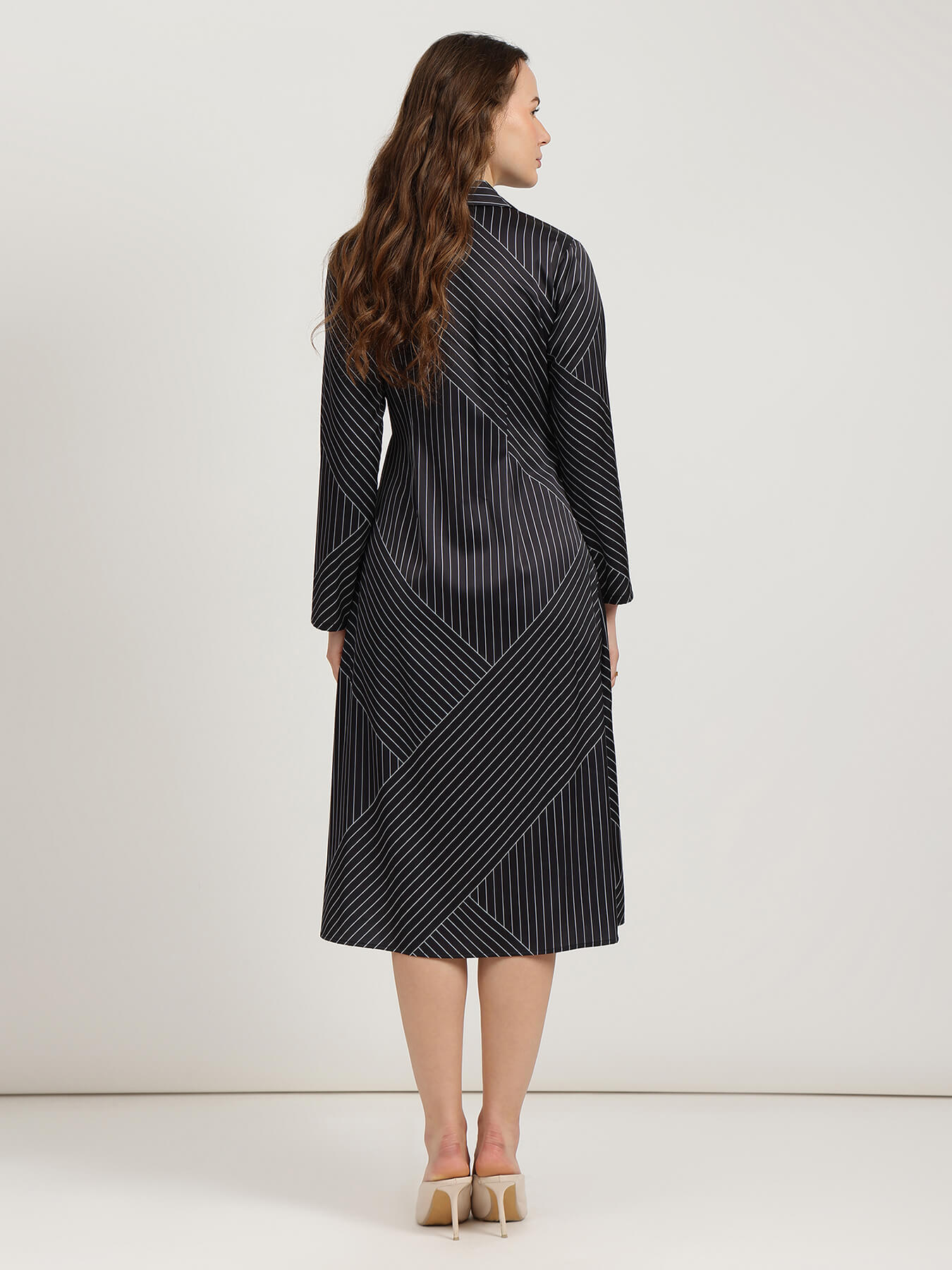 Satin Wrap Dress - Black