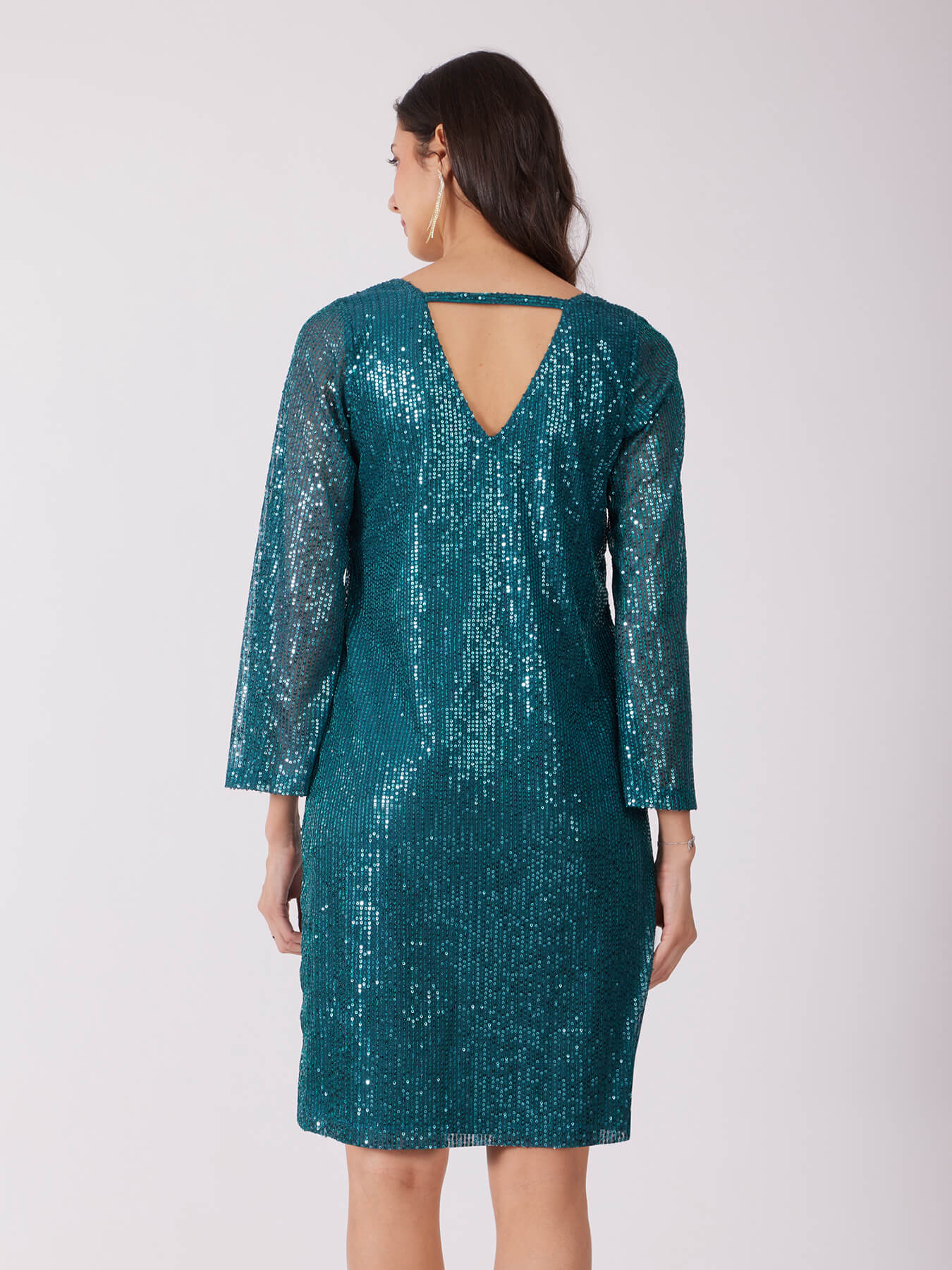 Sequin Shift Dress - Teal
