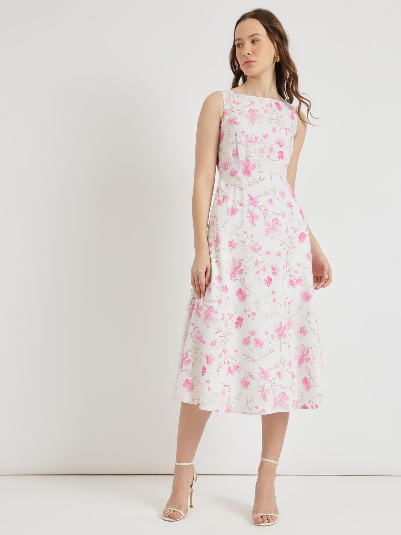 Floral Midi Dress - White