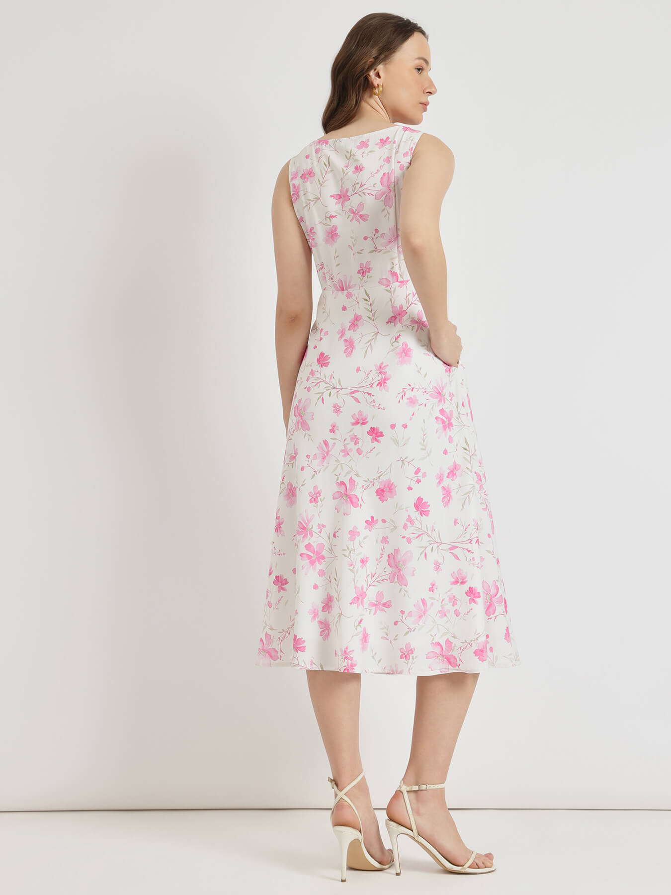 Floral Midi Dress - White