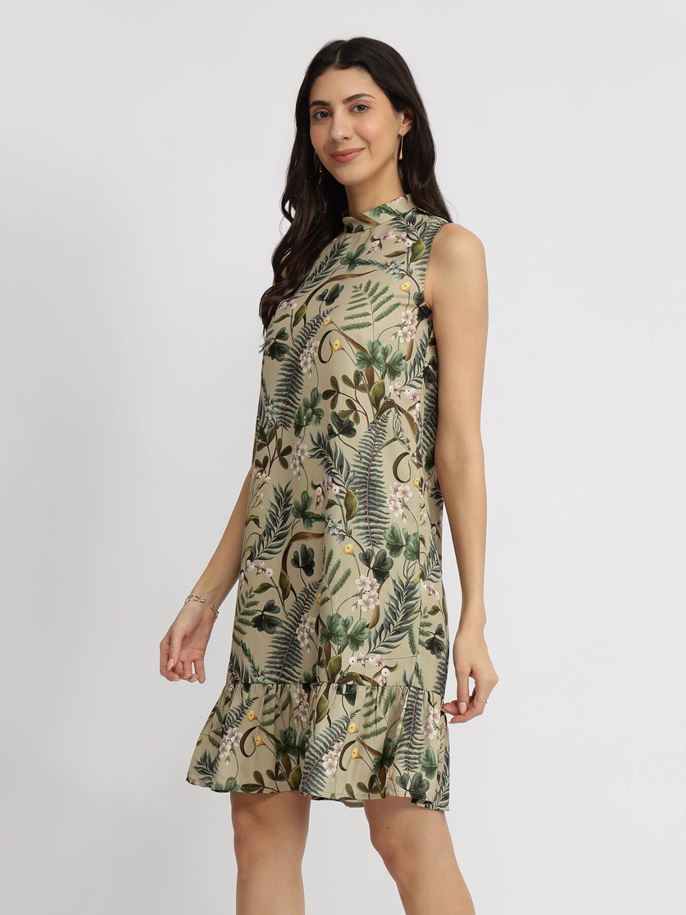Floral Shift Dress - Beige