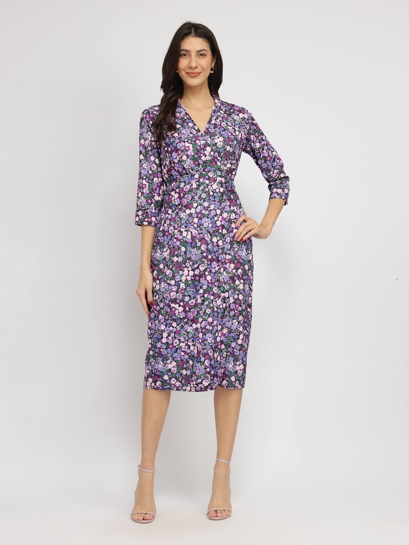 Floral Sheath Dress - Purple