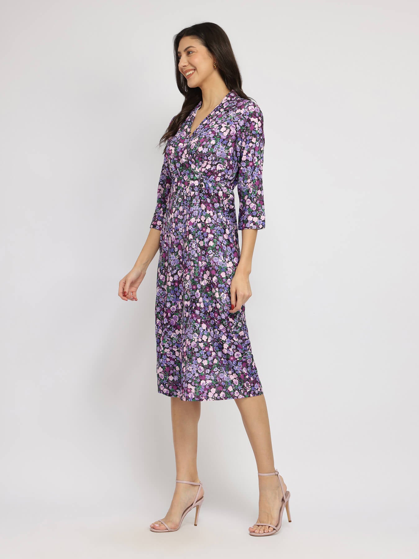 Floral Sheath Dress - Purple