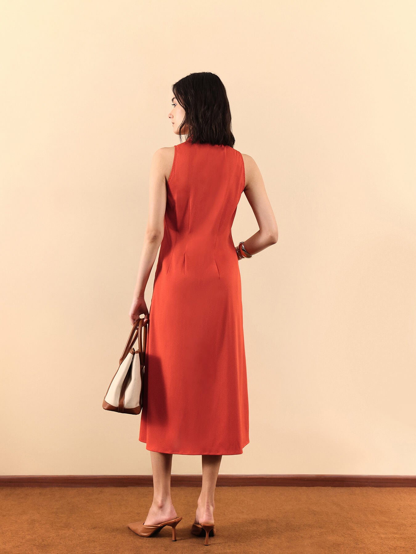 Button Down Midi Dress - Rust