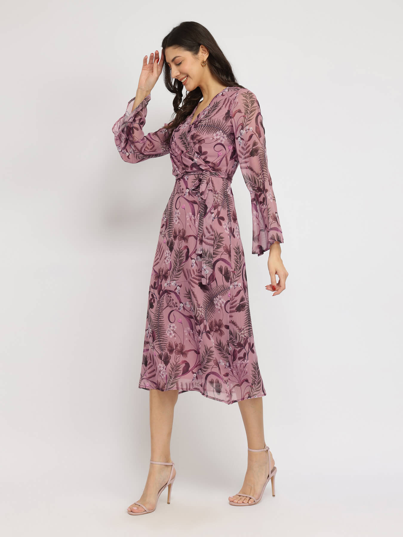 Floral A-line Dress - Pink