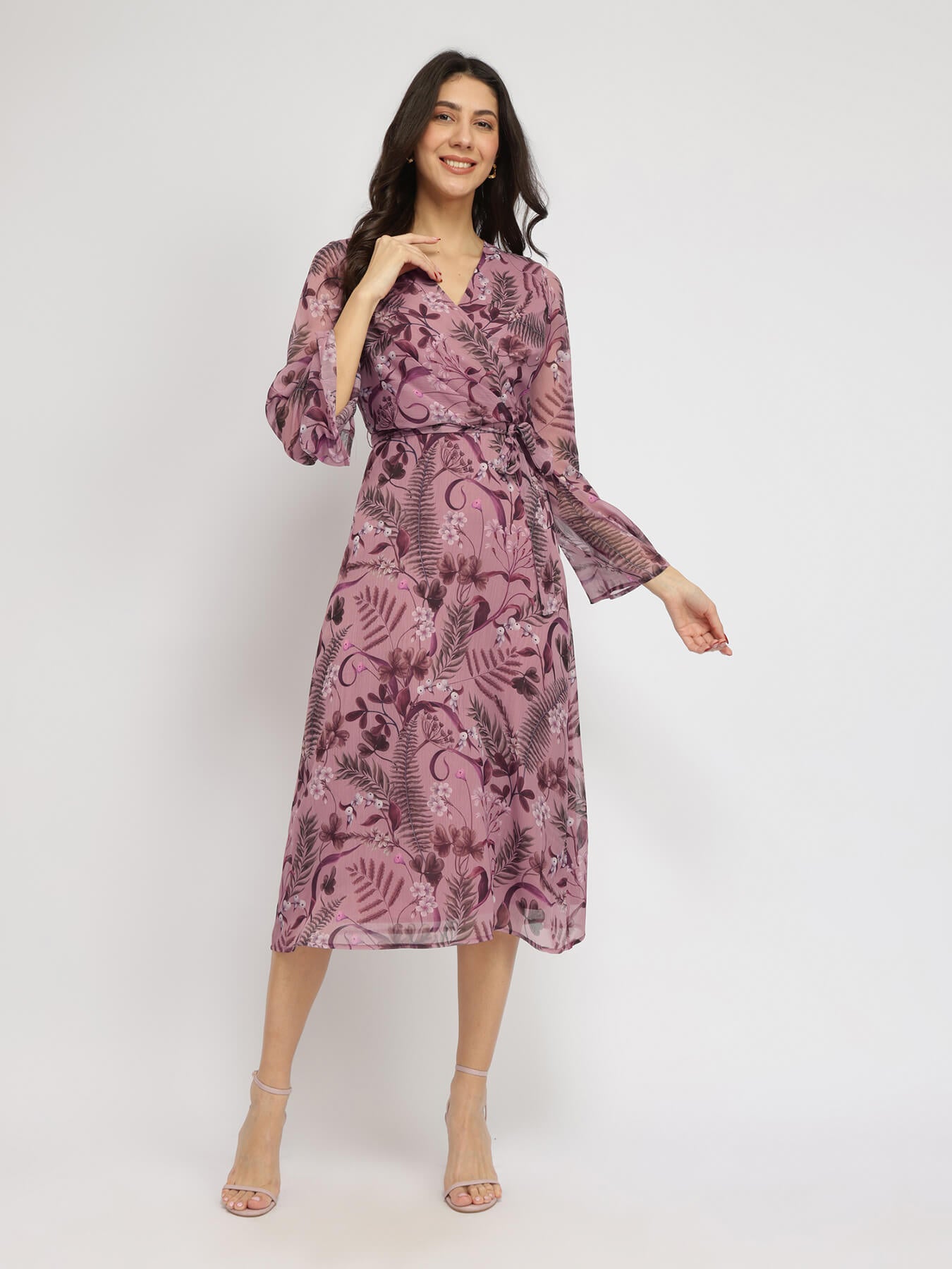 Floral A-line Dress - Pink