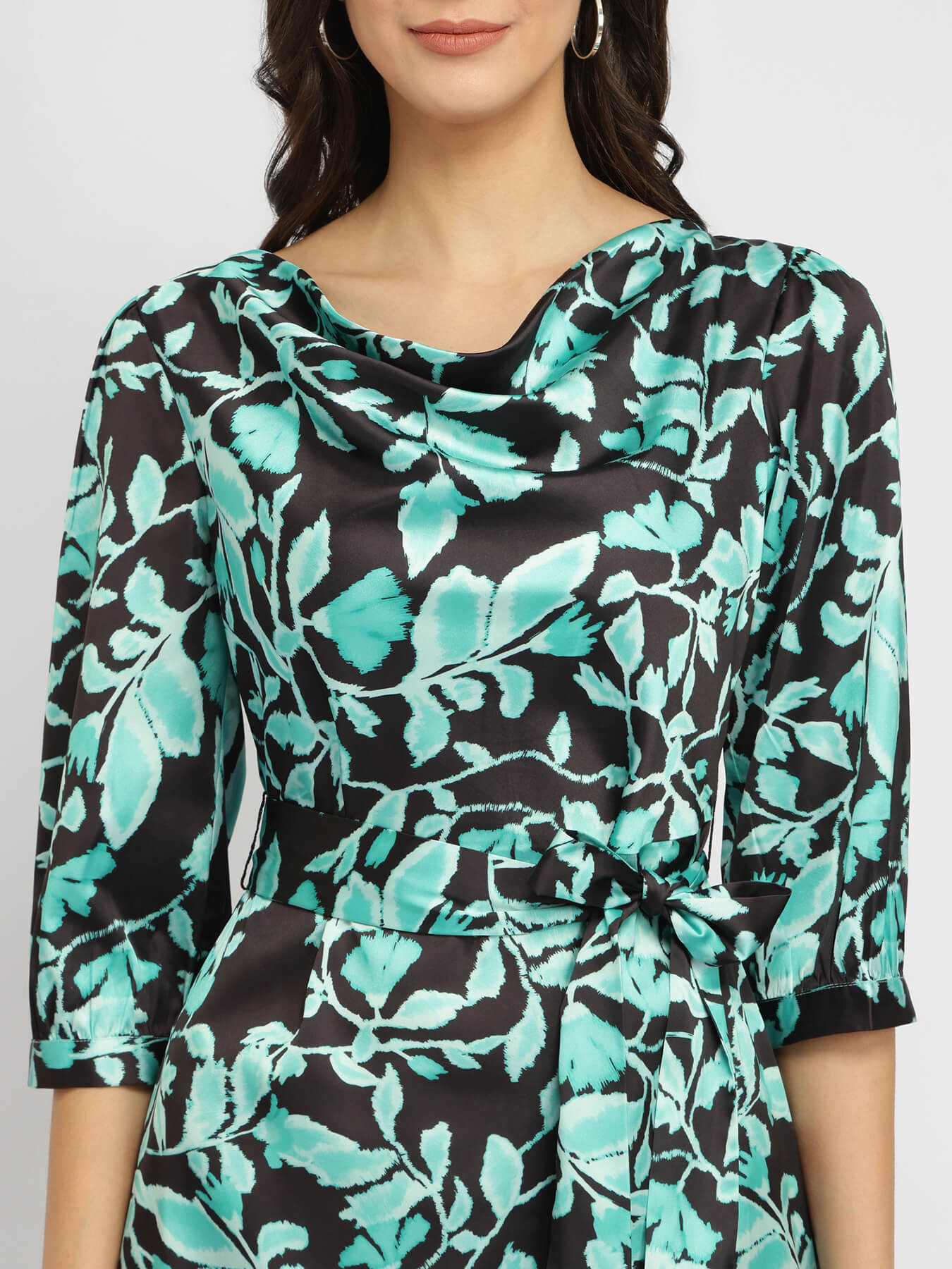 Satin Midi Dress -Teal