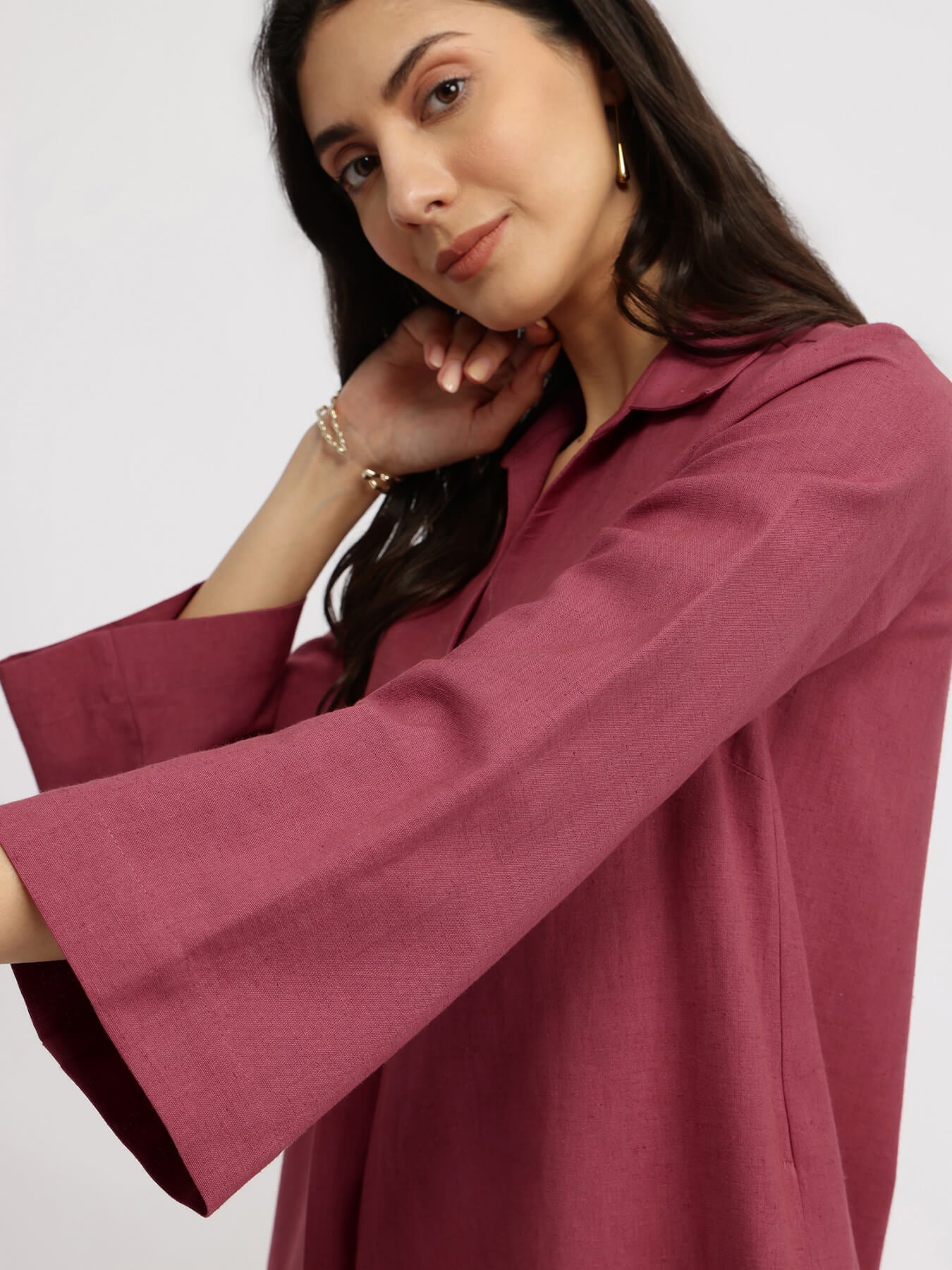 Cotton A Line Dress - Red