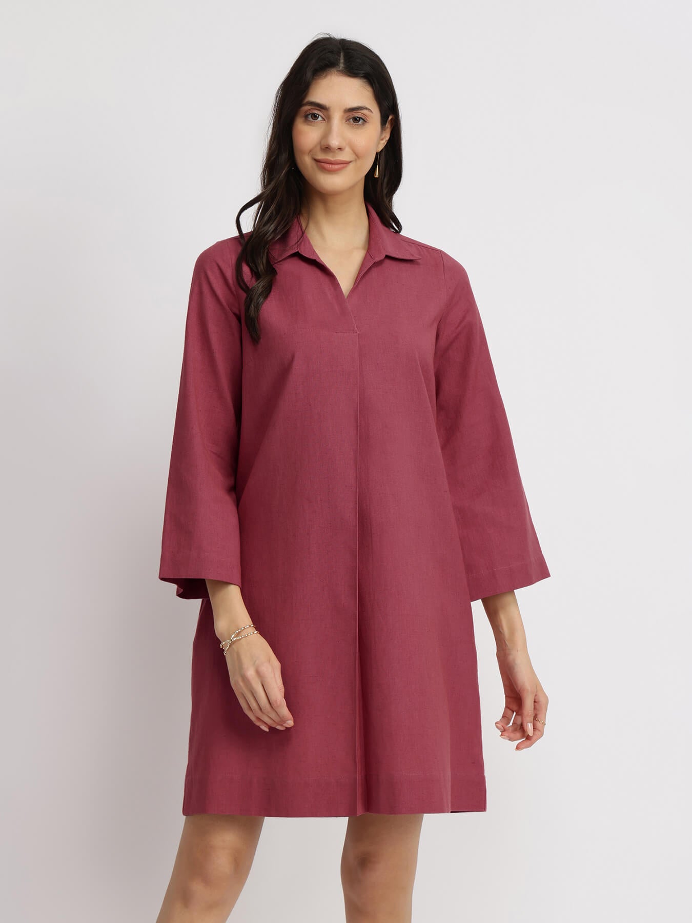 Cotton A Line Dress - Red