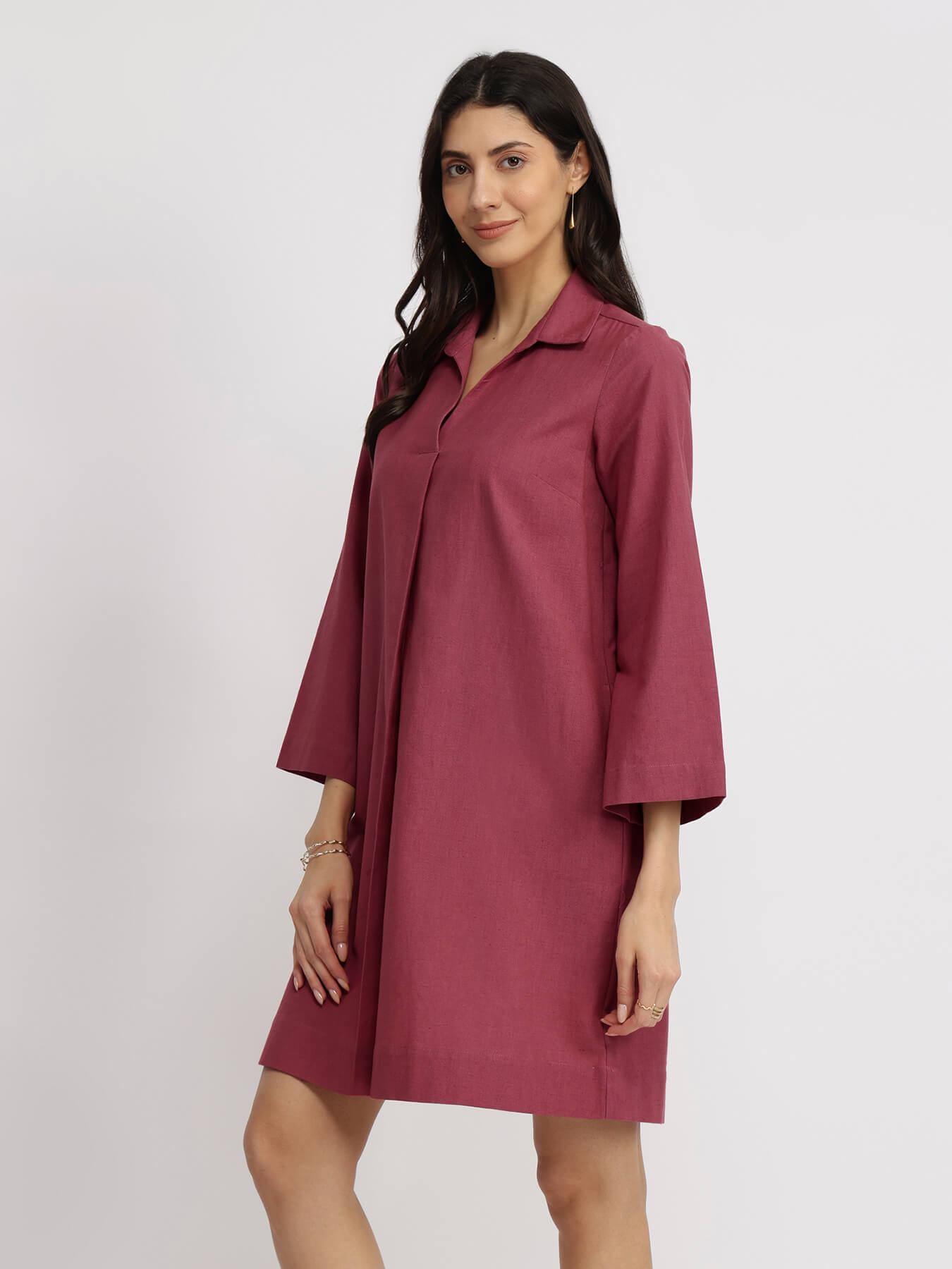 Cotton A Line Dress - Red