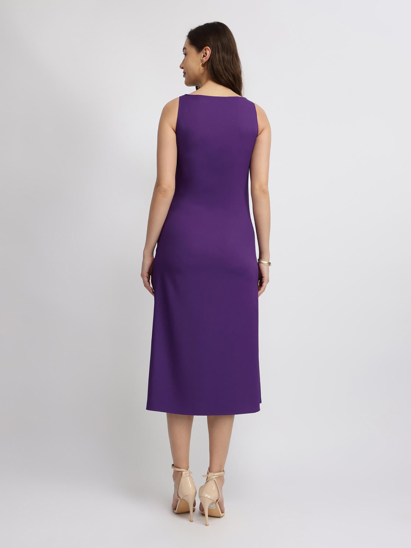 Pleated Midi Dress - Purple
