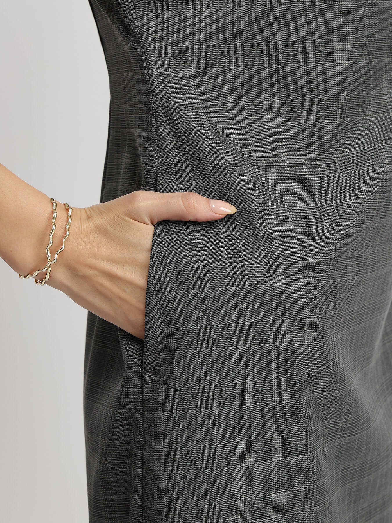 Boat Neck Shift Dress - Grey