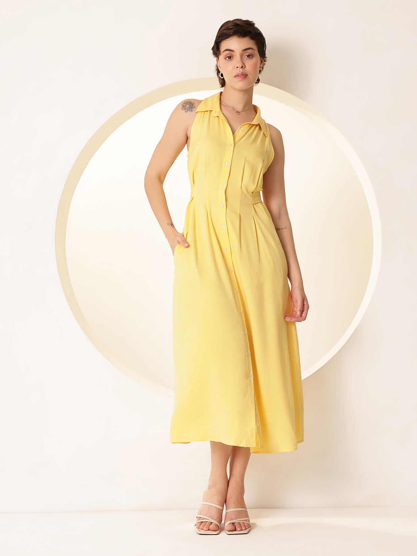 Button Down Dress - Yellow