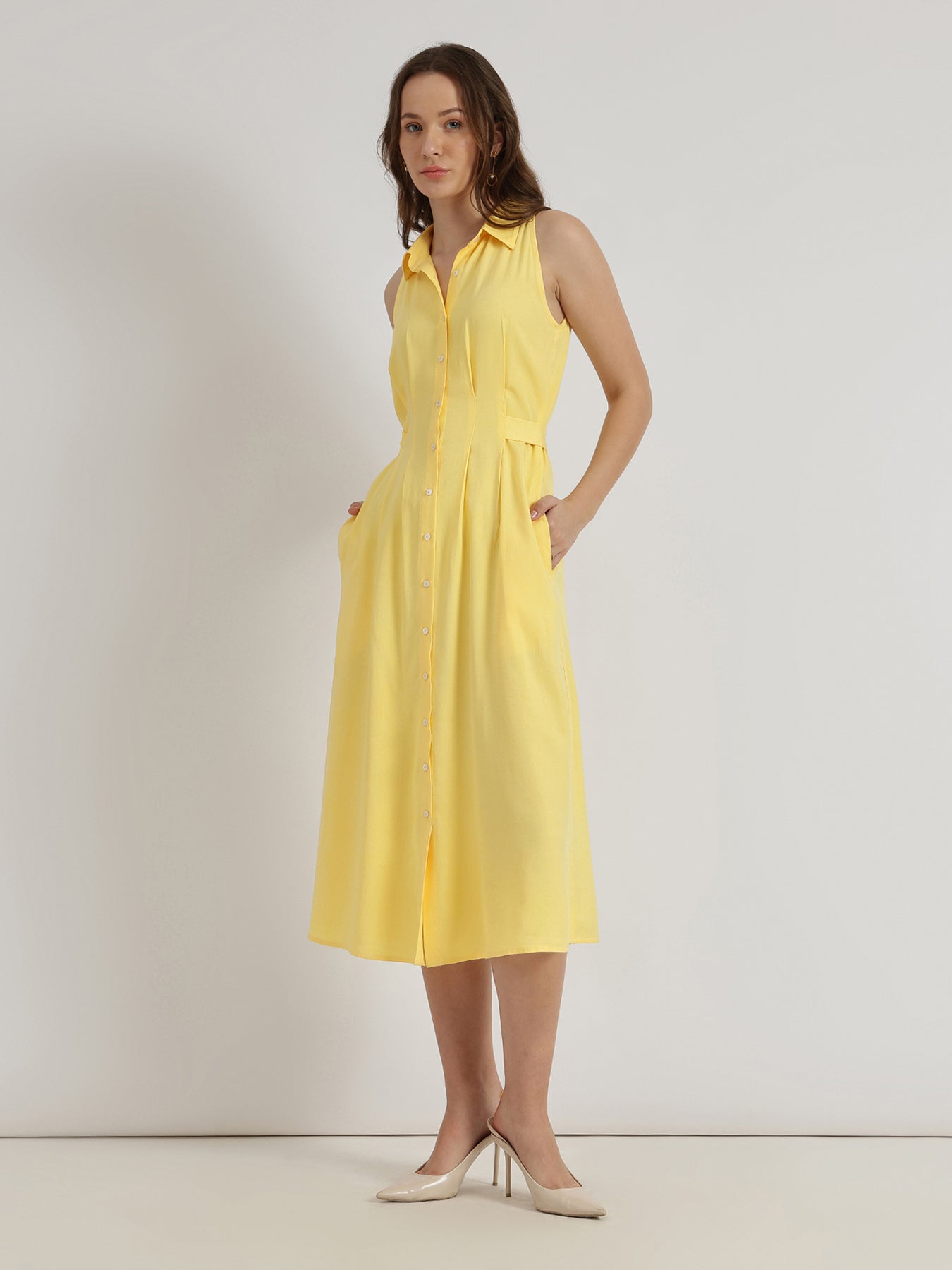Button Down Dress - Yellow
