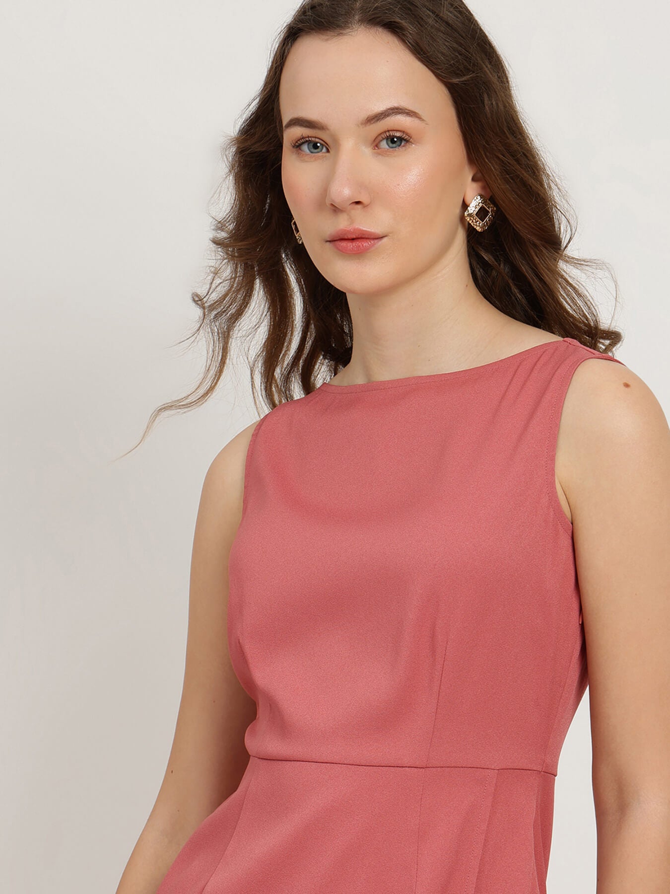 Sheath Midi Dress - Dusty Pink