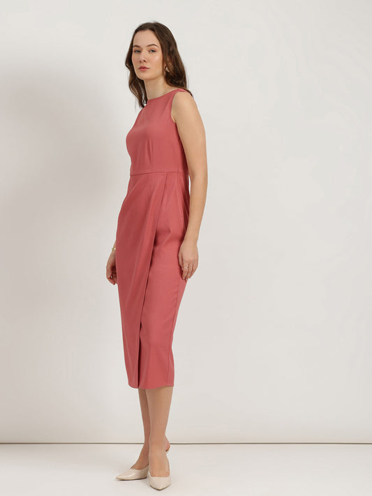 Sheath Midi Dress - Dusty Pink