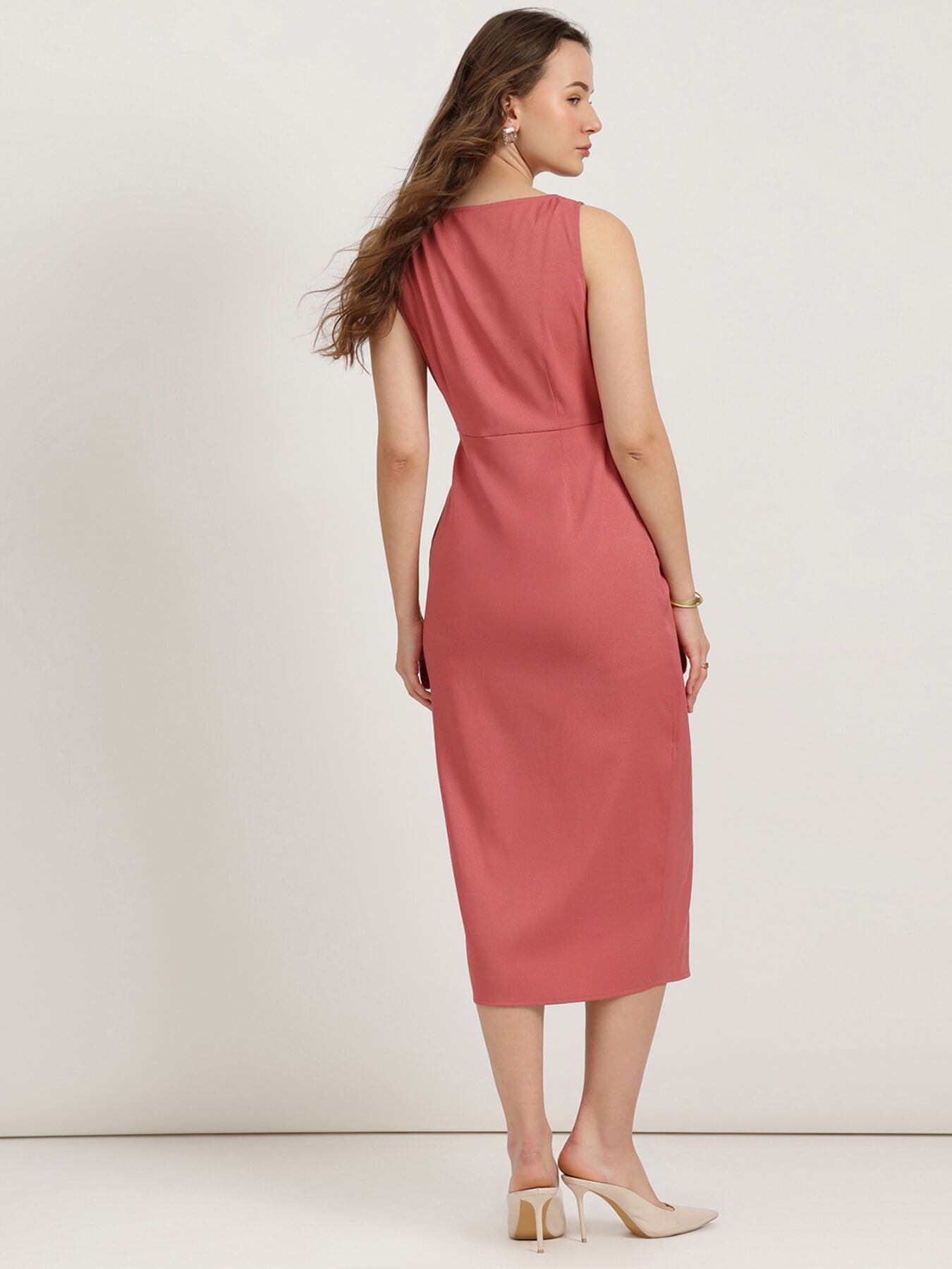 Sheath Midi Dress - Dusty Pink