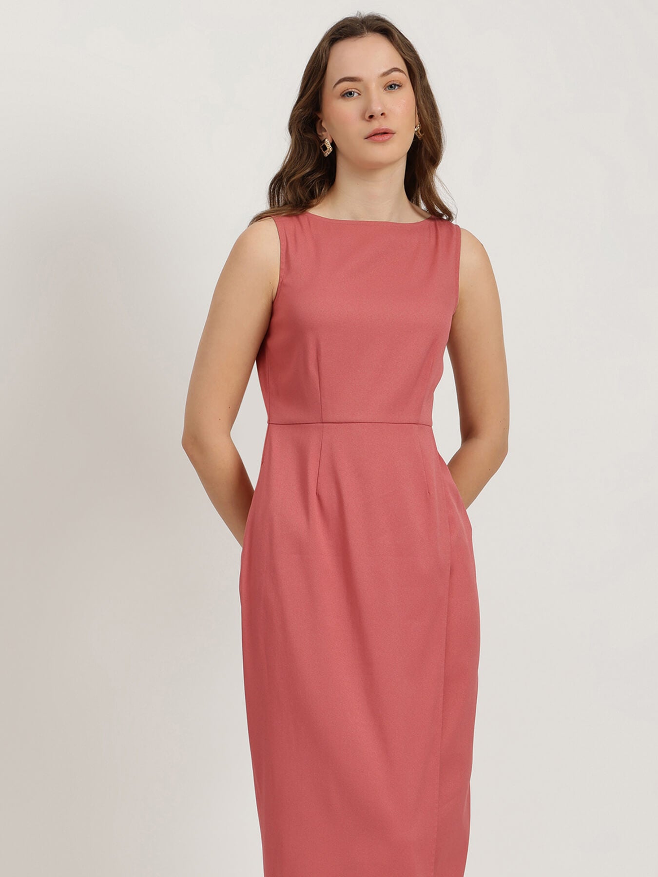 Sheath Midi Dress - Dusty Pink