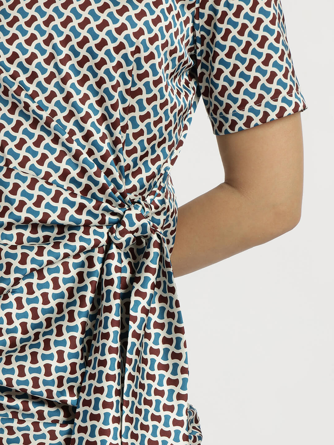 Satin Tie Up Dress - Multicolour