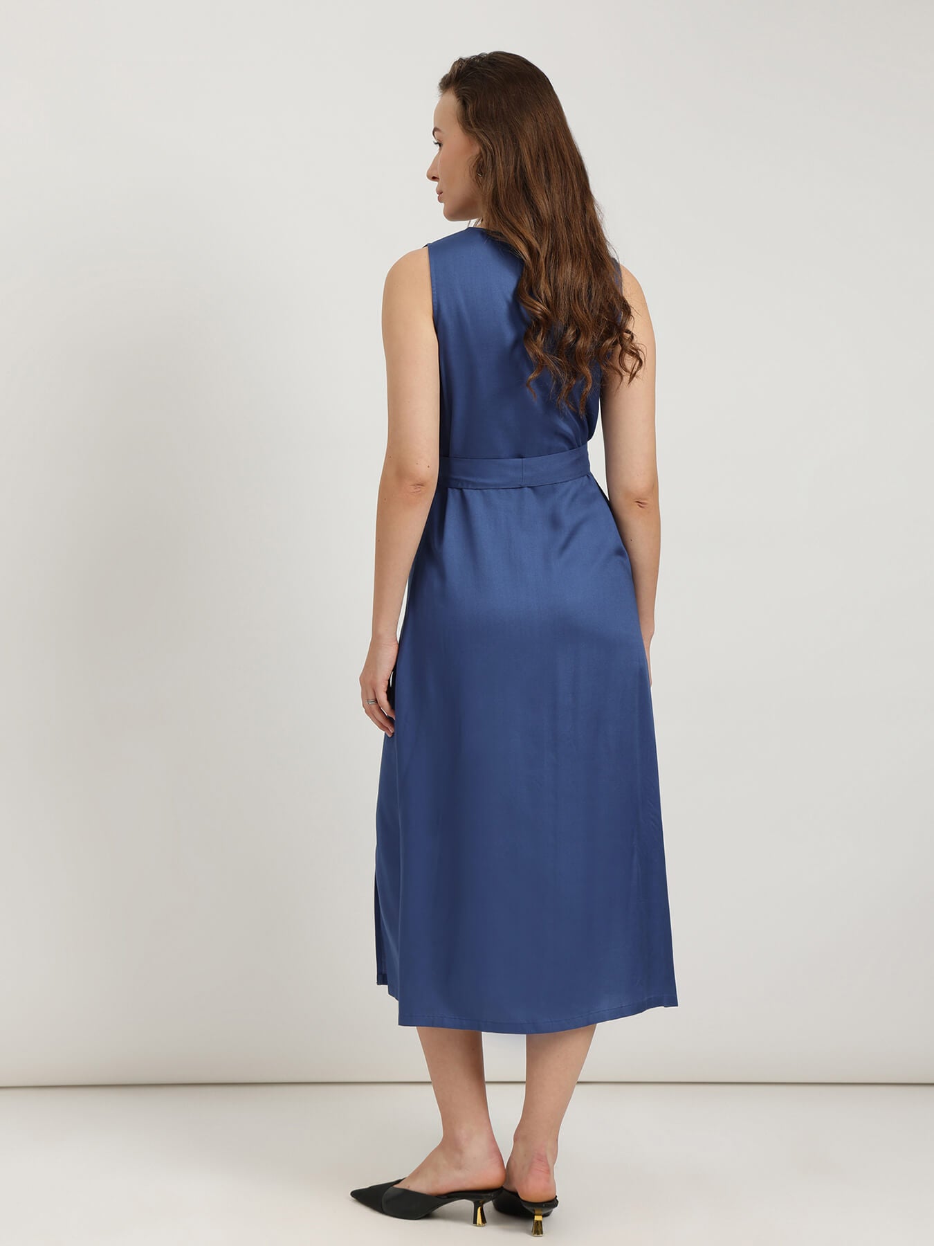 A-Line Button Down Dress - Blue