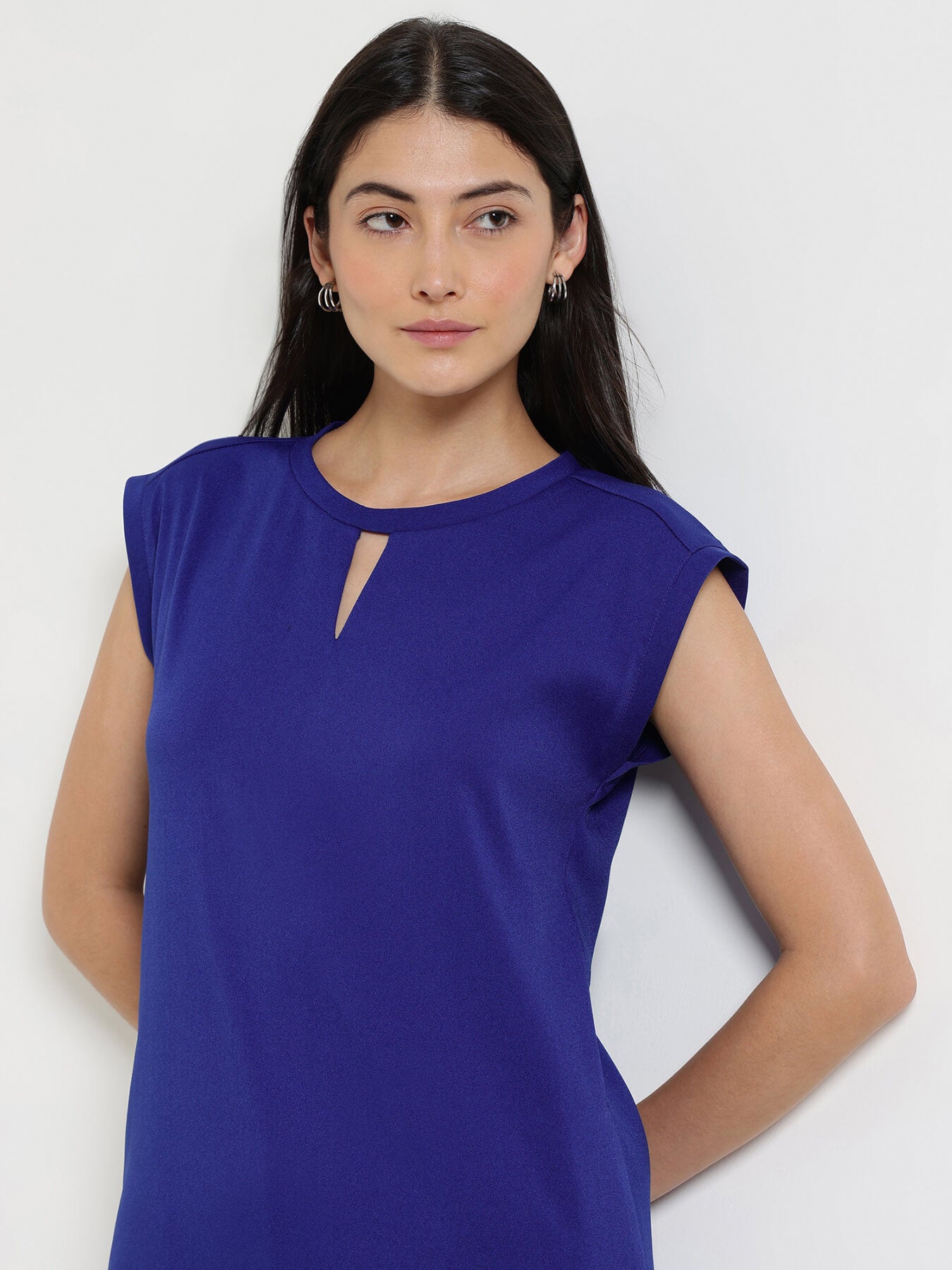 Drop Shoulder Shift Dress - Blue