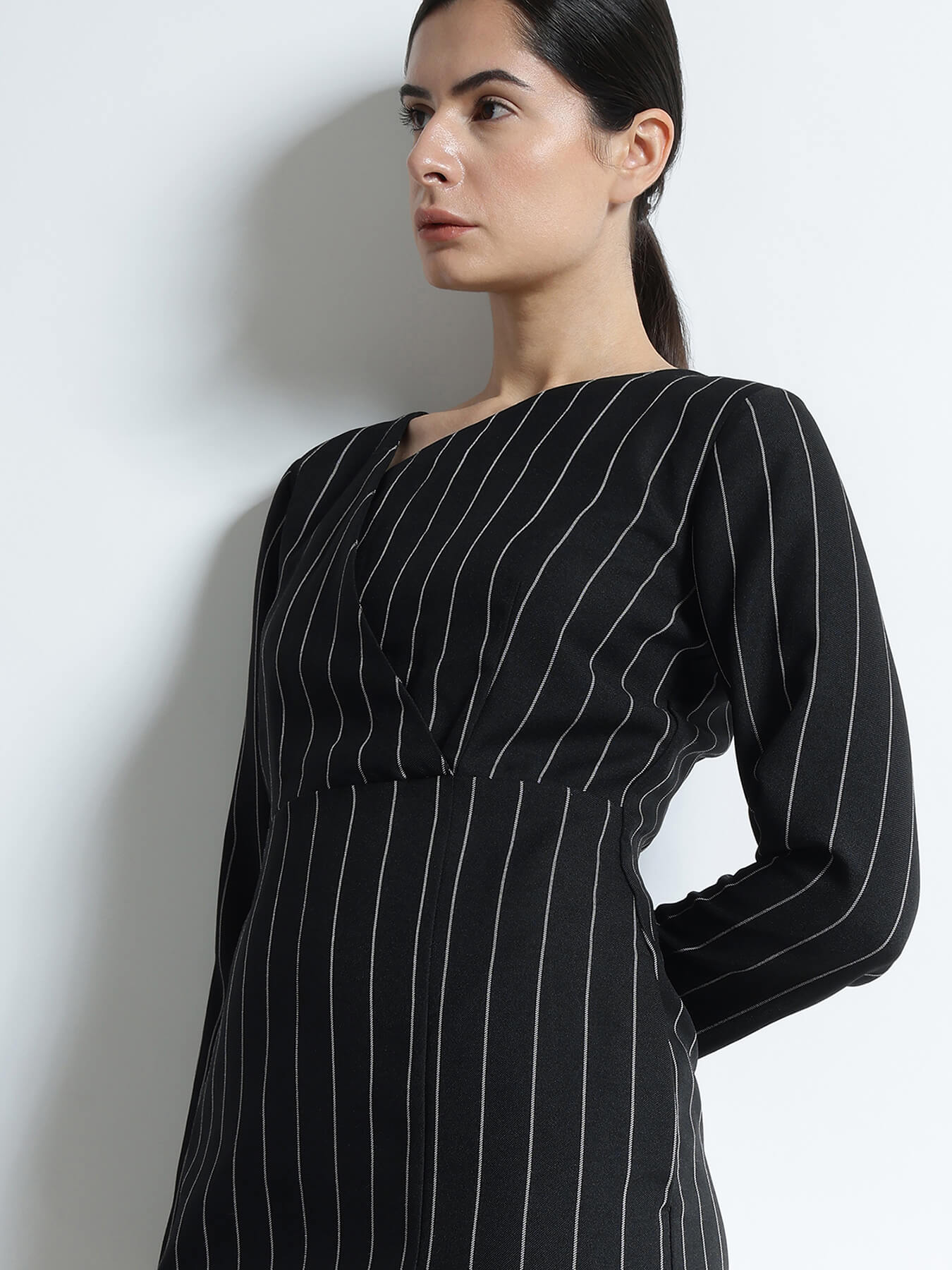 Striped Sheath Dress - Black