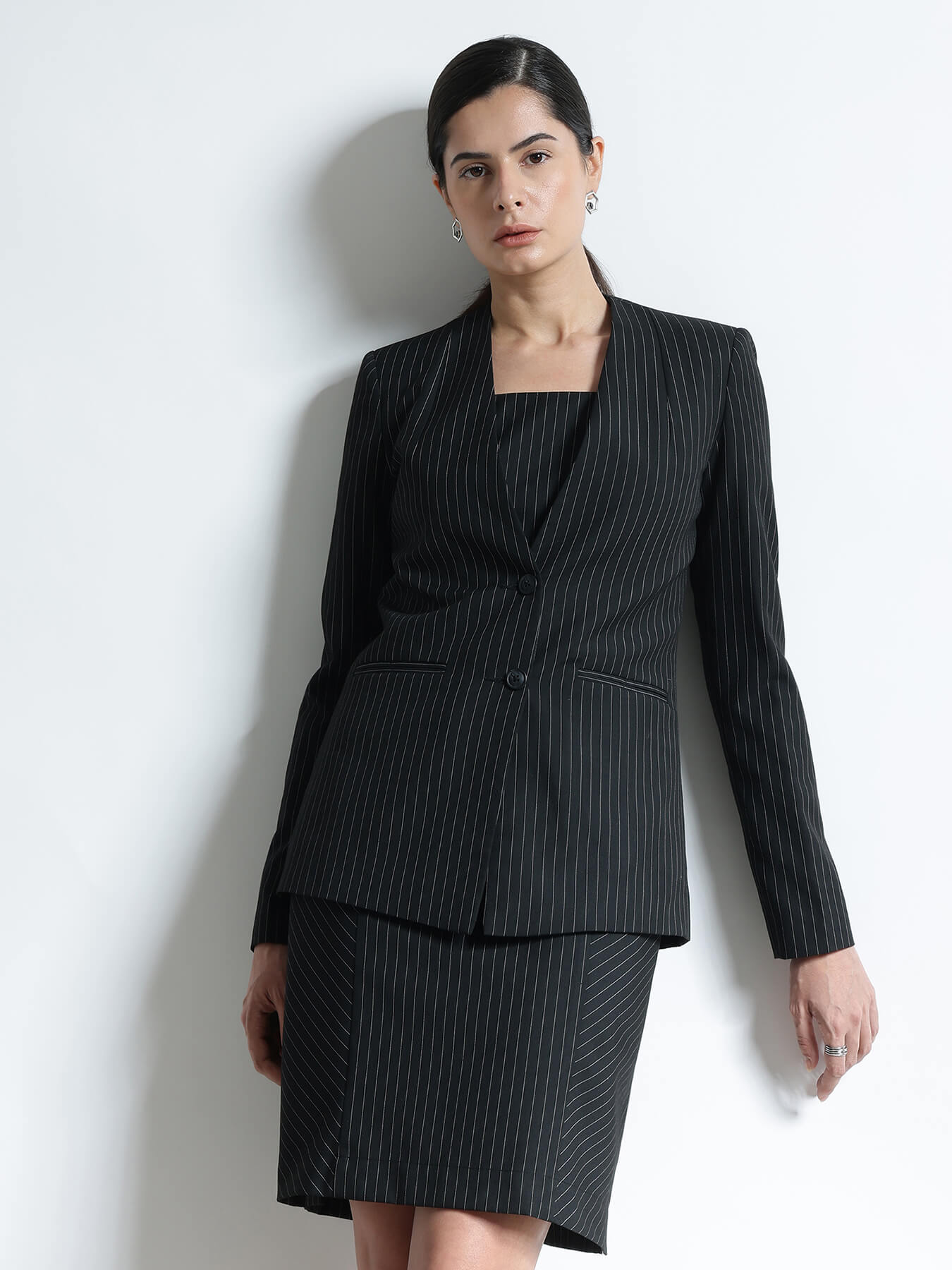 Striped Sheath Dress - Black