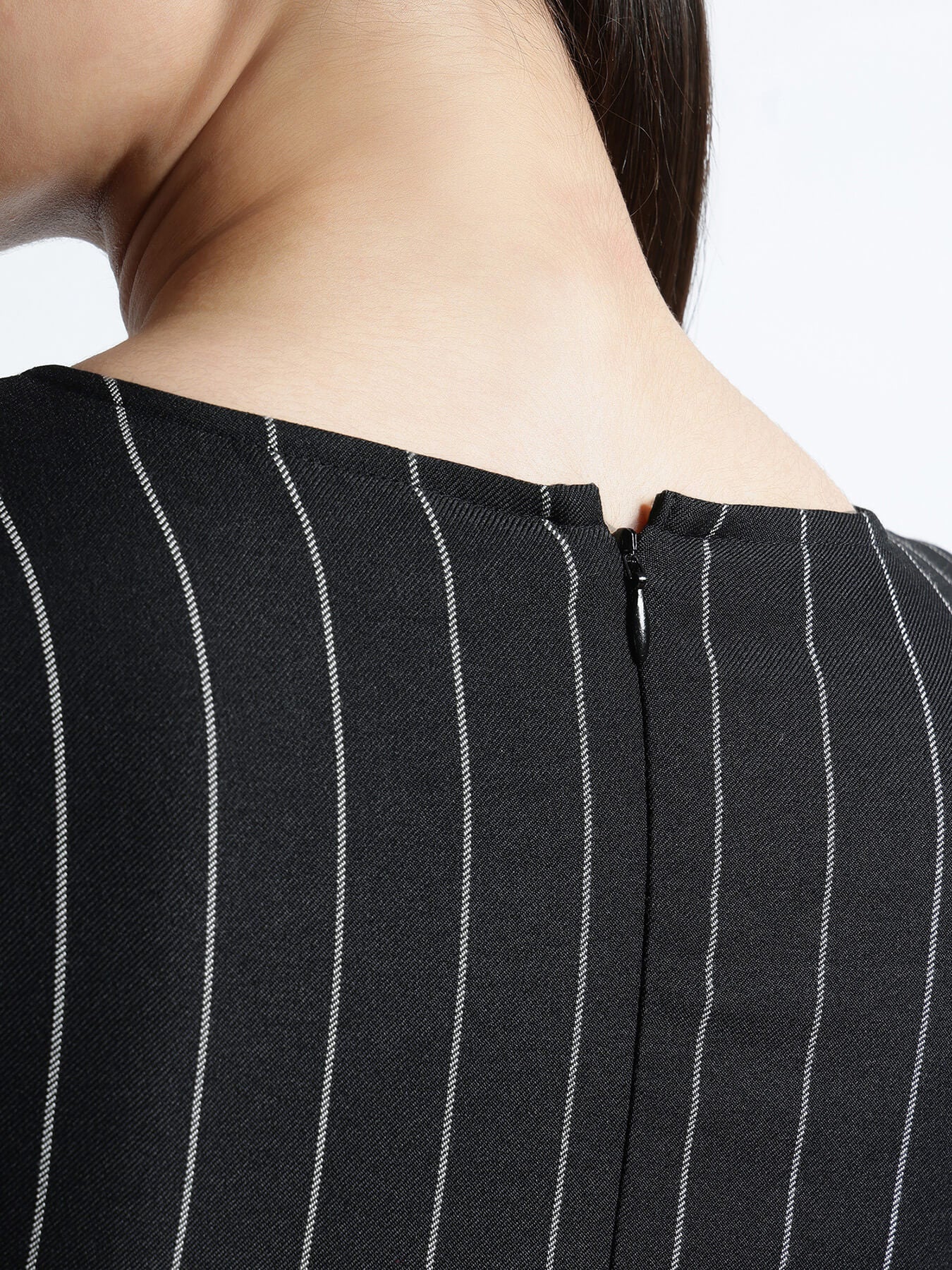 Striped Sheath Dress - Black