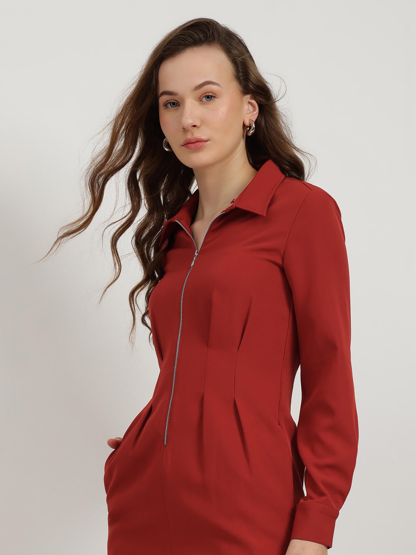 Fitted Shift Dress - Rust