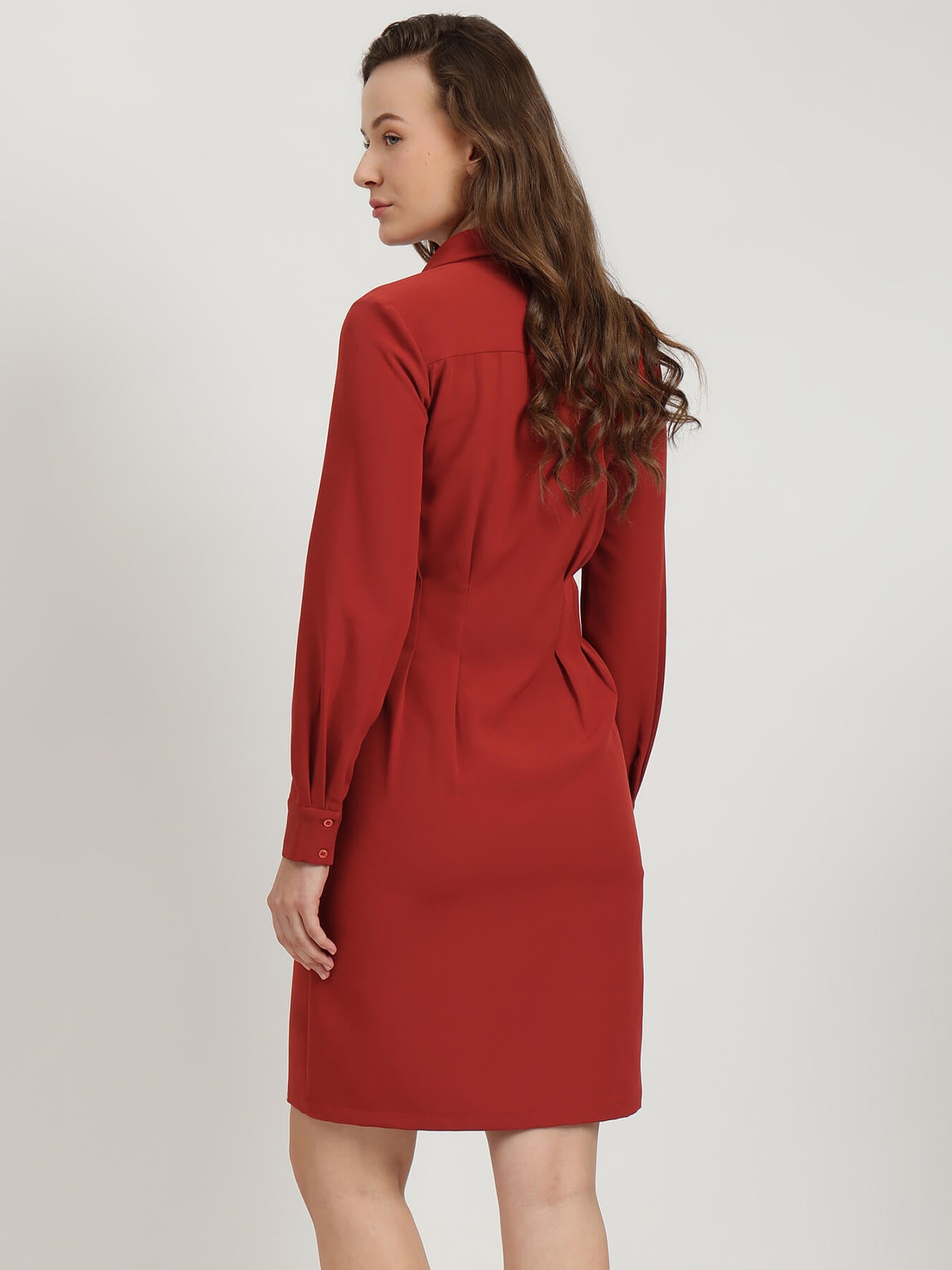 Fitted Shift Dress - Rust