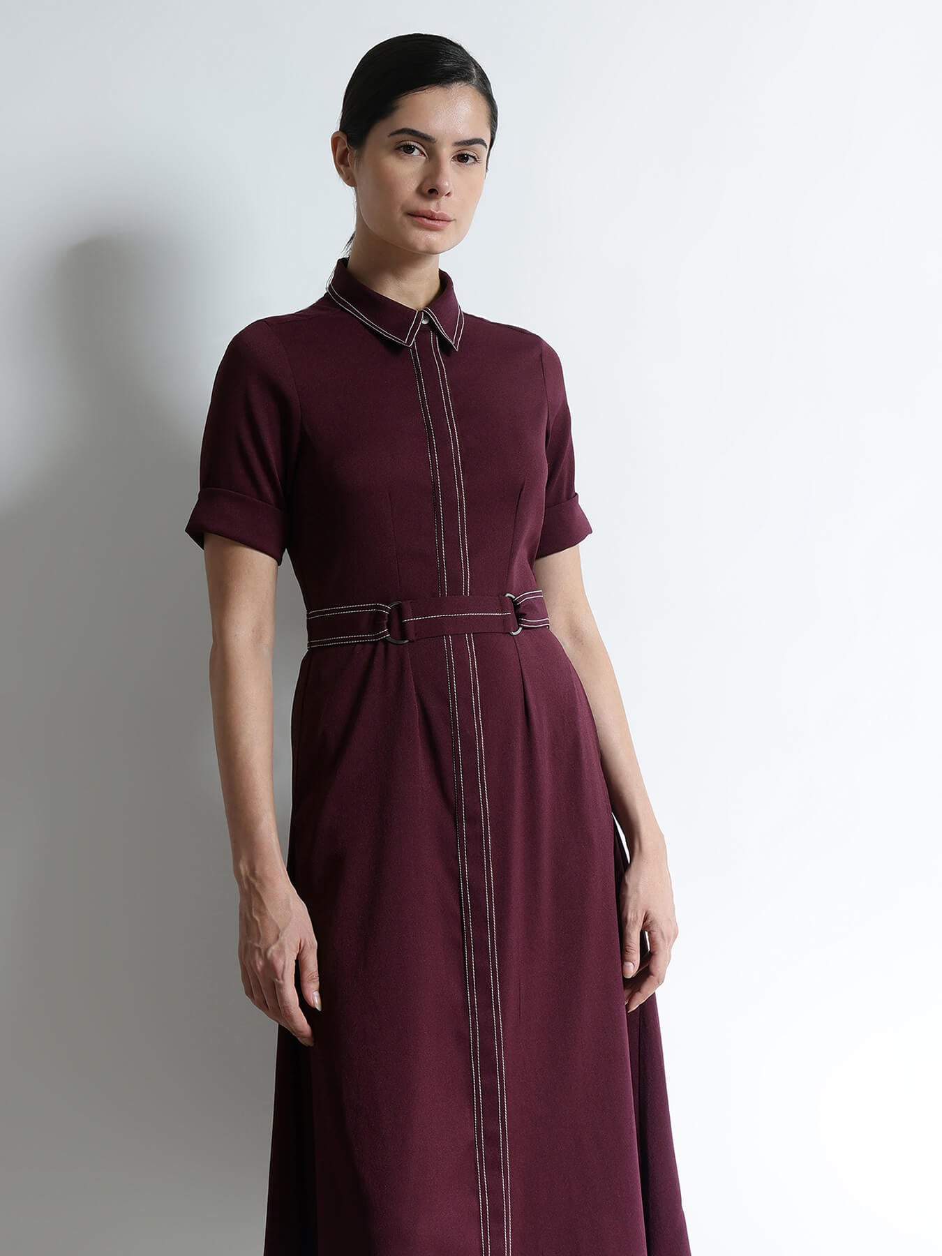 Fit & Flare Dress - Wine