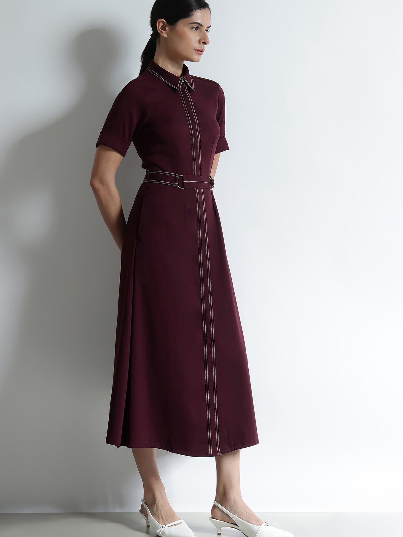 Fit & Flare Dress - Wine