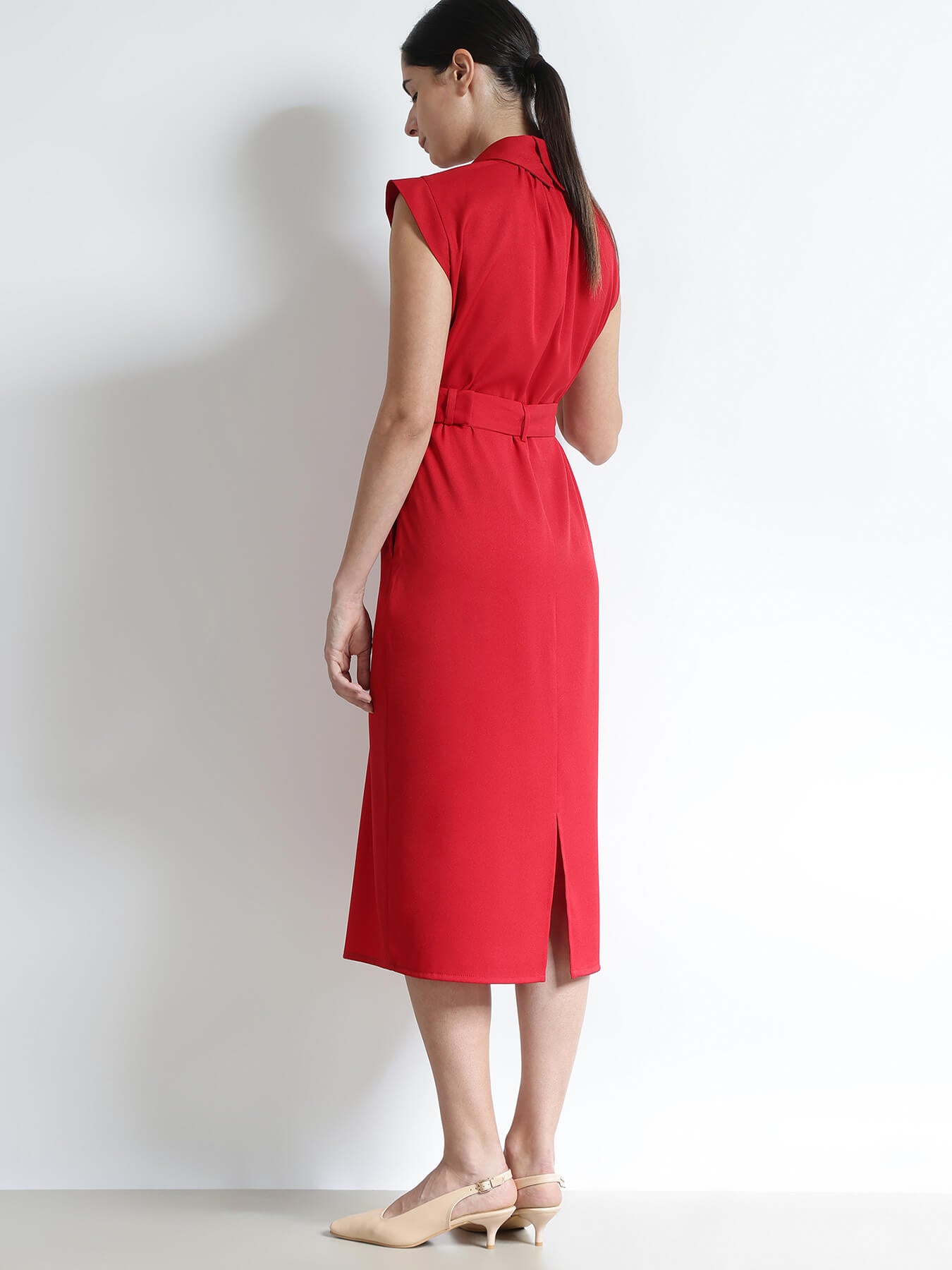 Midi Shift Dress - Red