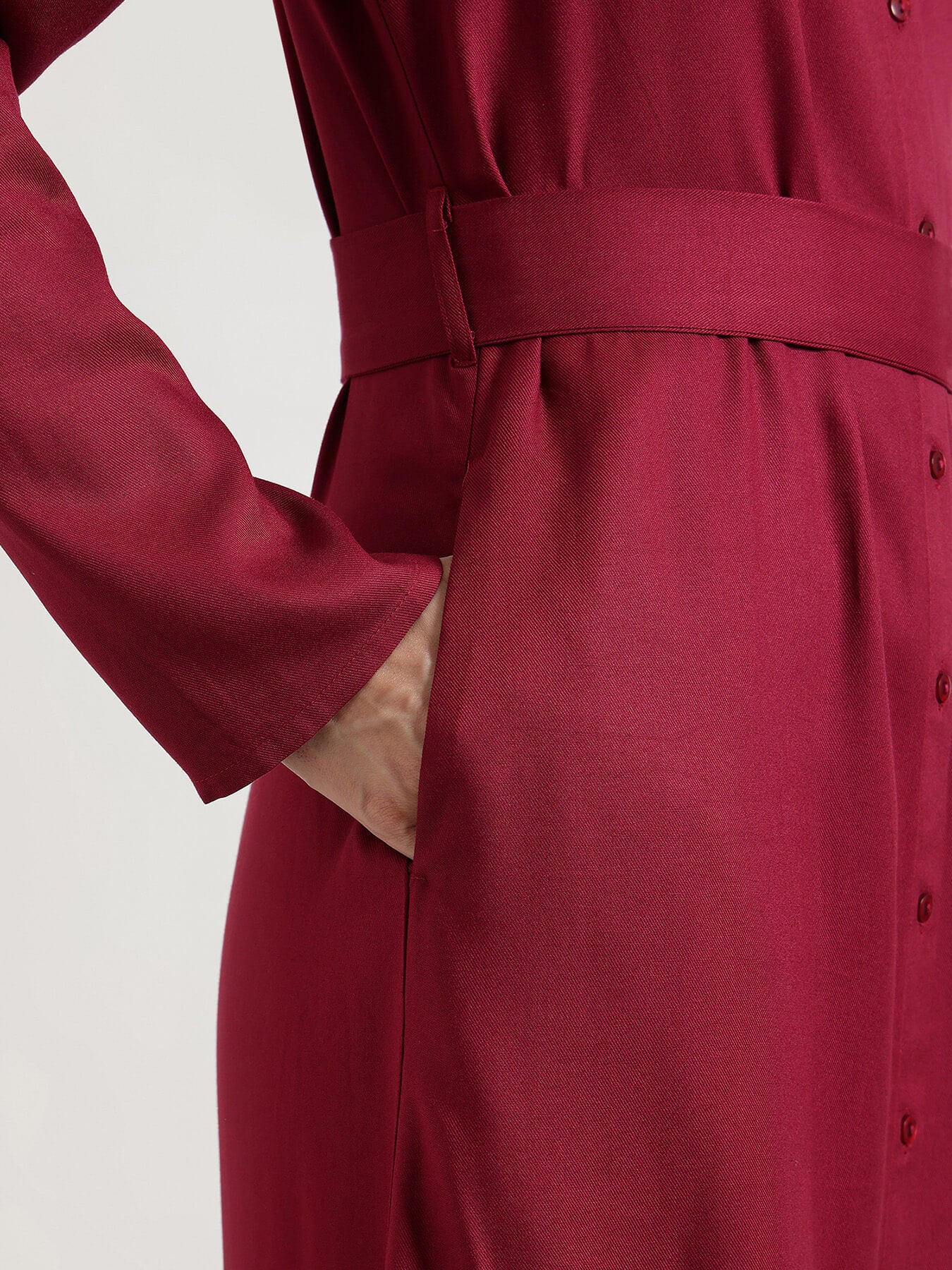 A-Line Buttondown Dress - Wine