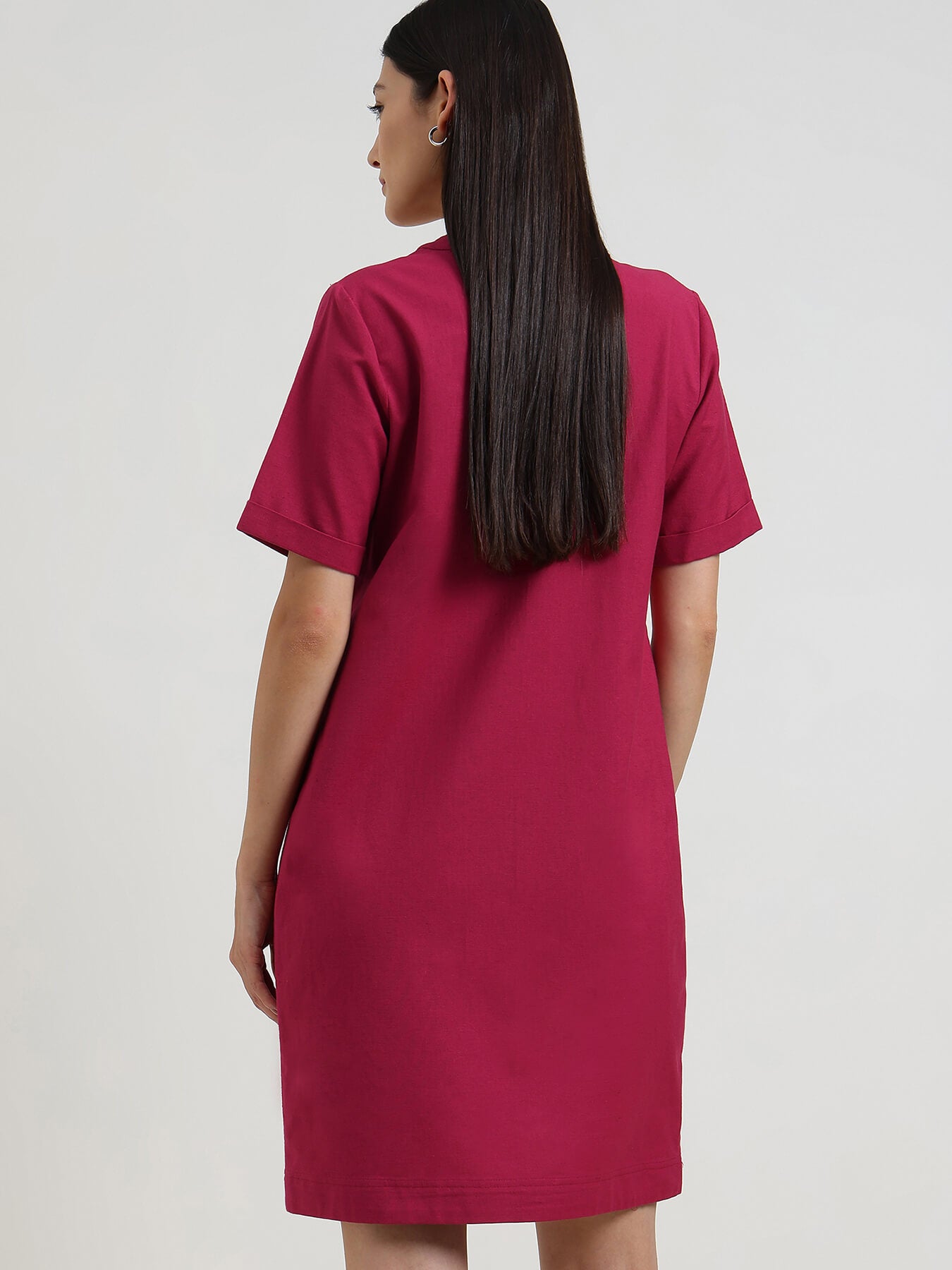 Cotton Shift Dress - Red