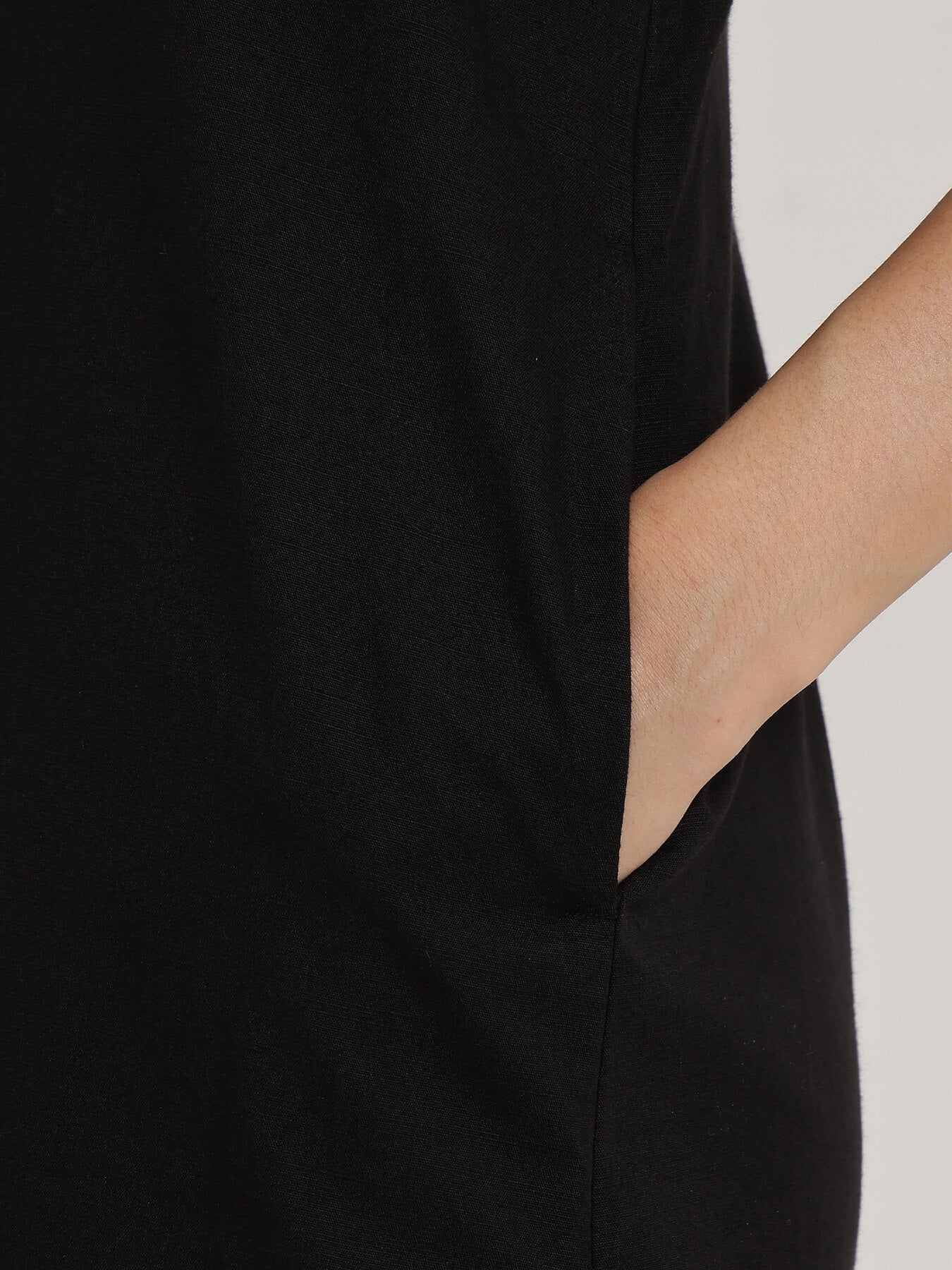Cotton Colourblocked A-Line Dress - Black