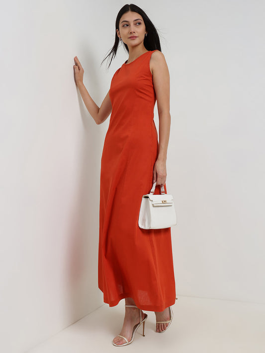 A-Line Maxi Dress - Rust