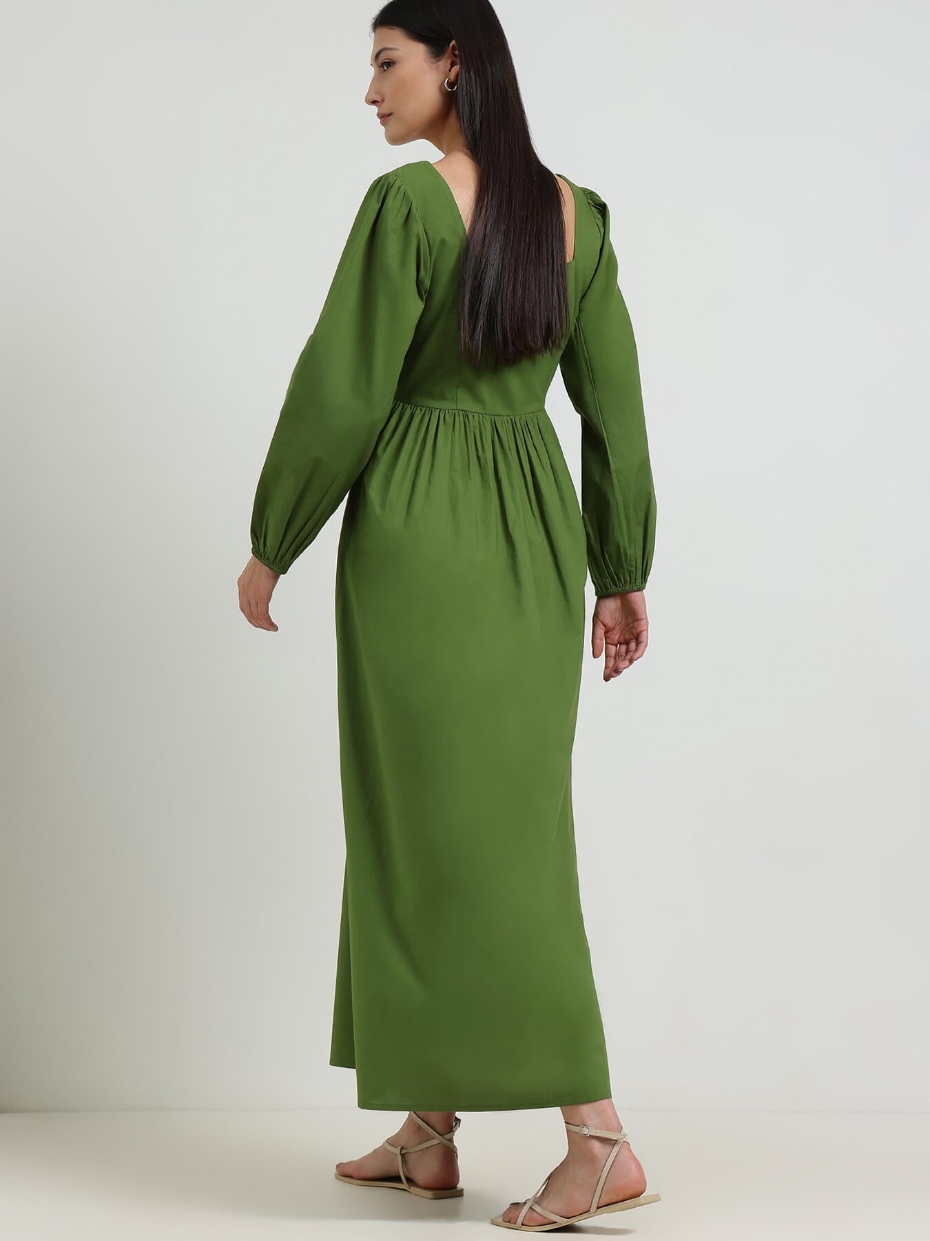 Fit & Flare Maxi Dress - Green